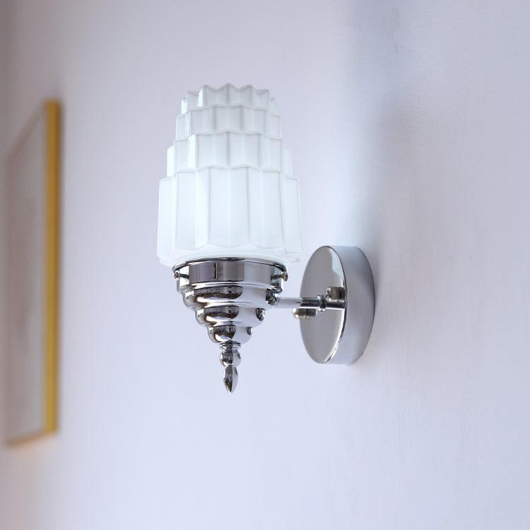 Wall Lamp Metal Body Glass Cylinder Shade Art Deco Bedroom