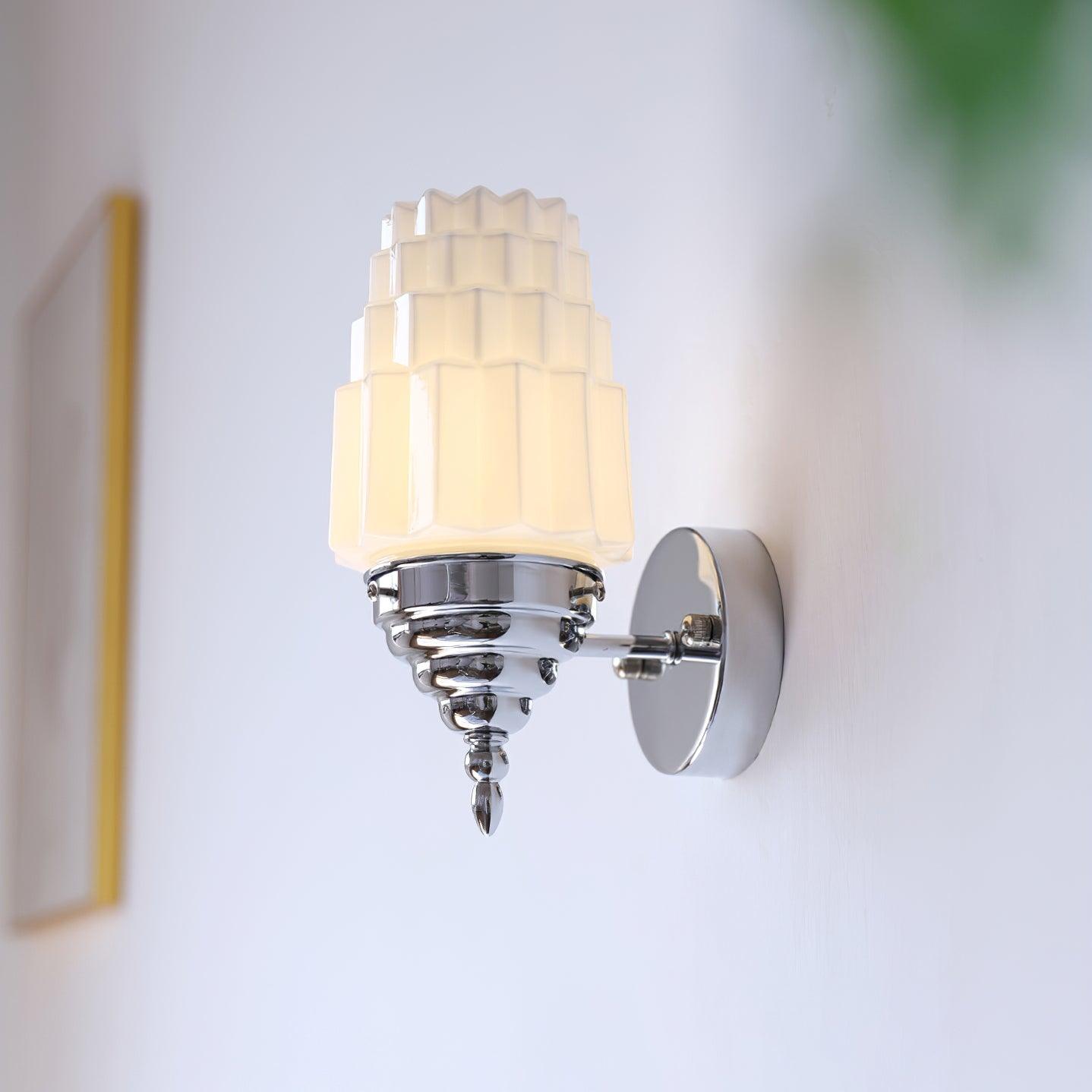 Wall Lamp Metal Body Glass Cylinder Shade Art Deco Bedroom