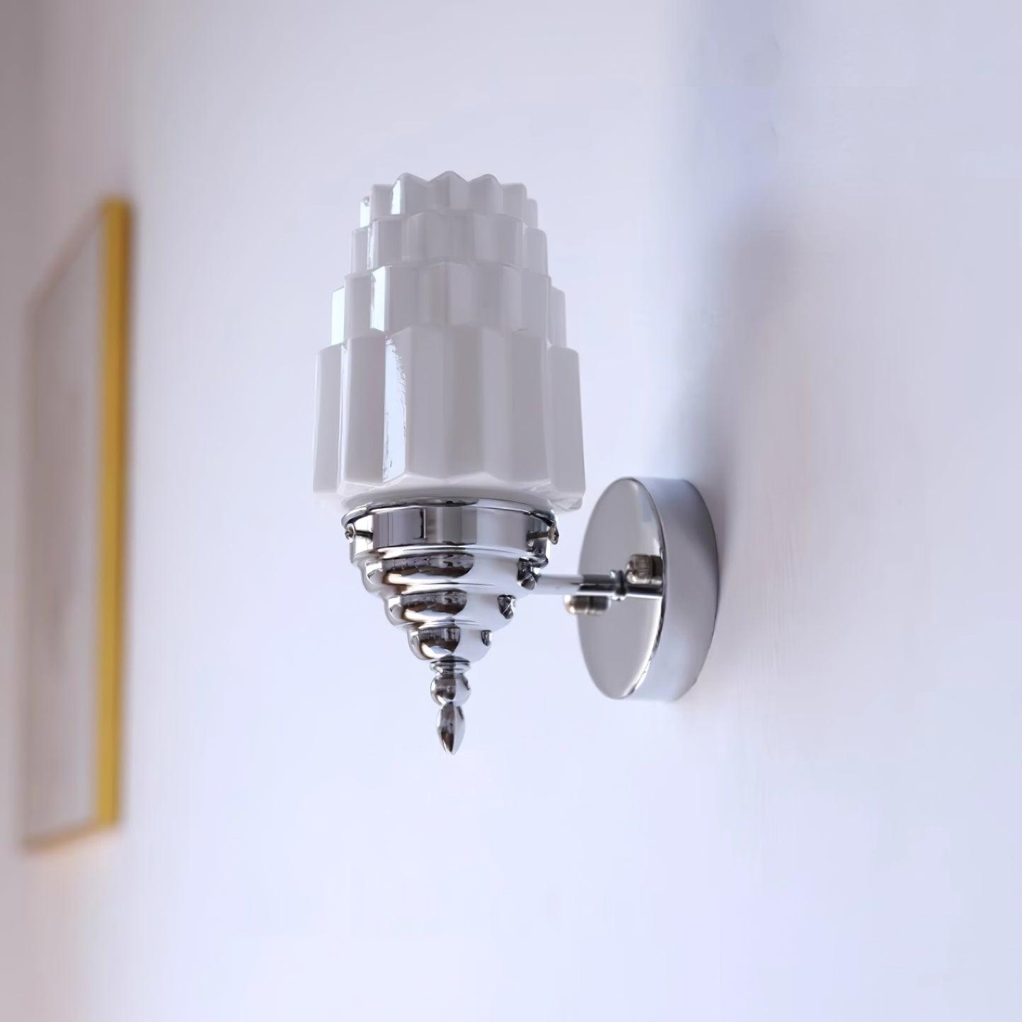 Wall Lamp Metal Body Glass Cylinder Shade Art Deco Bedroom
