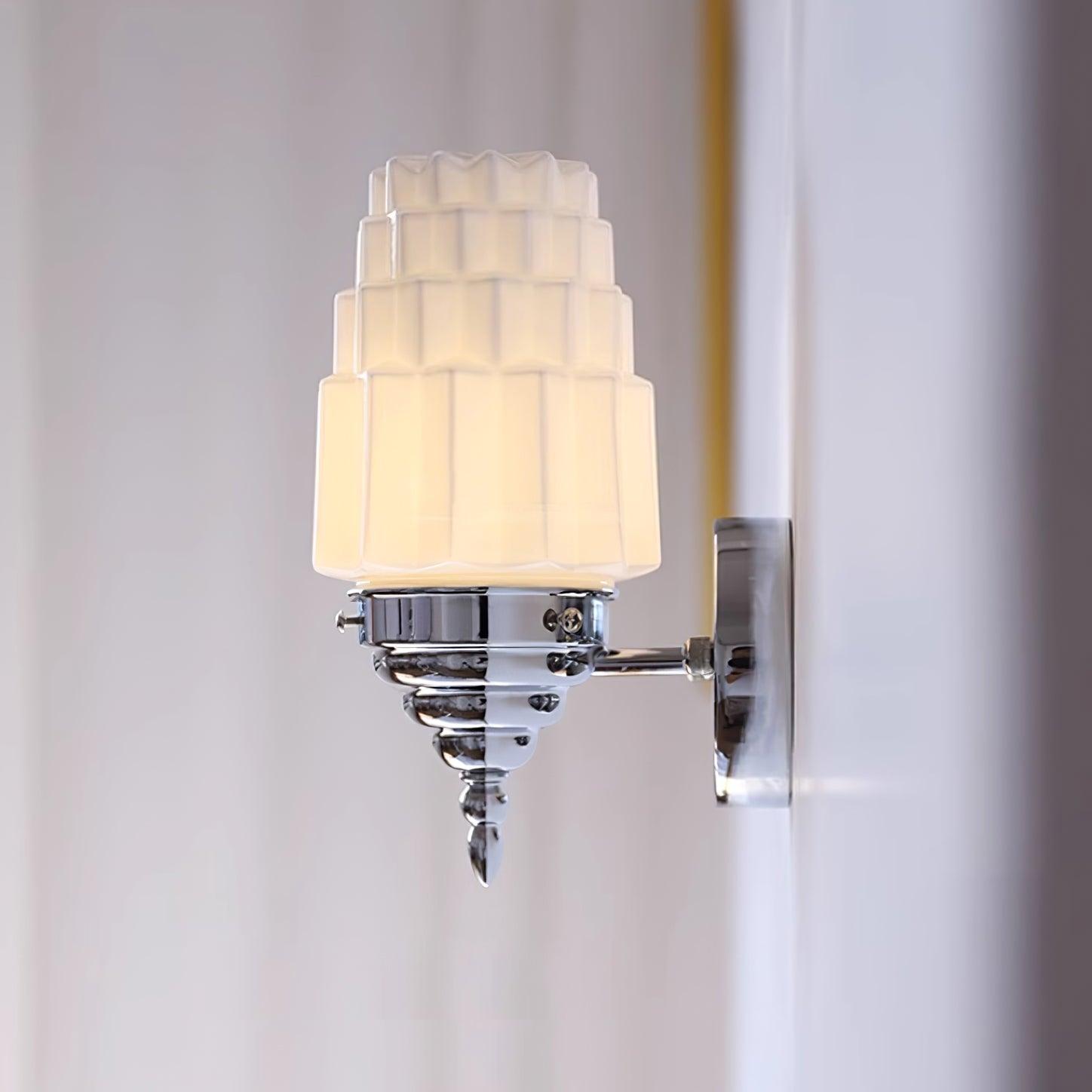 Wall Lamp Metal Body Glass Cylinder Shade Art Deco Bedroom