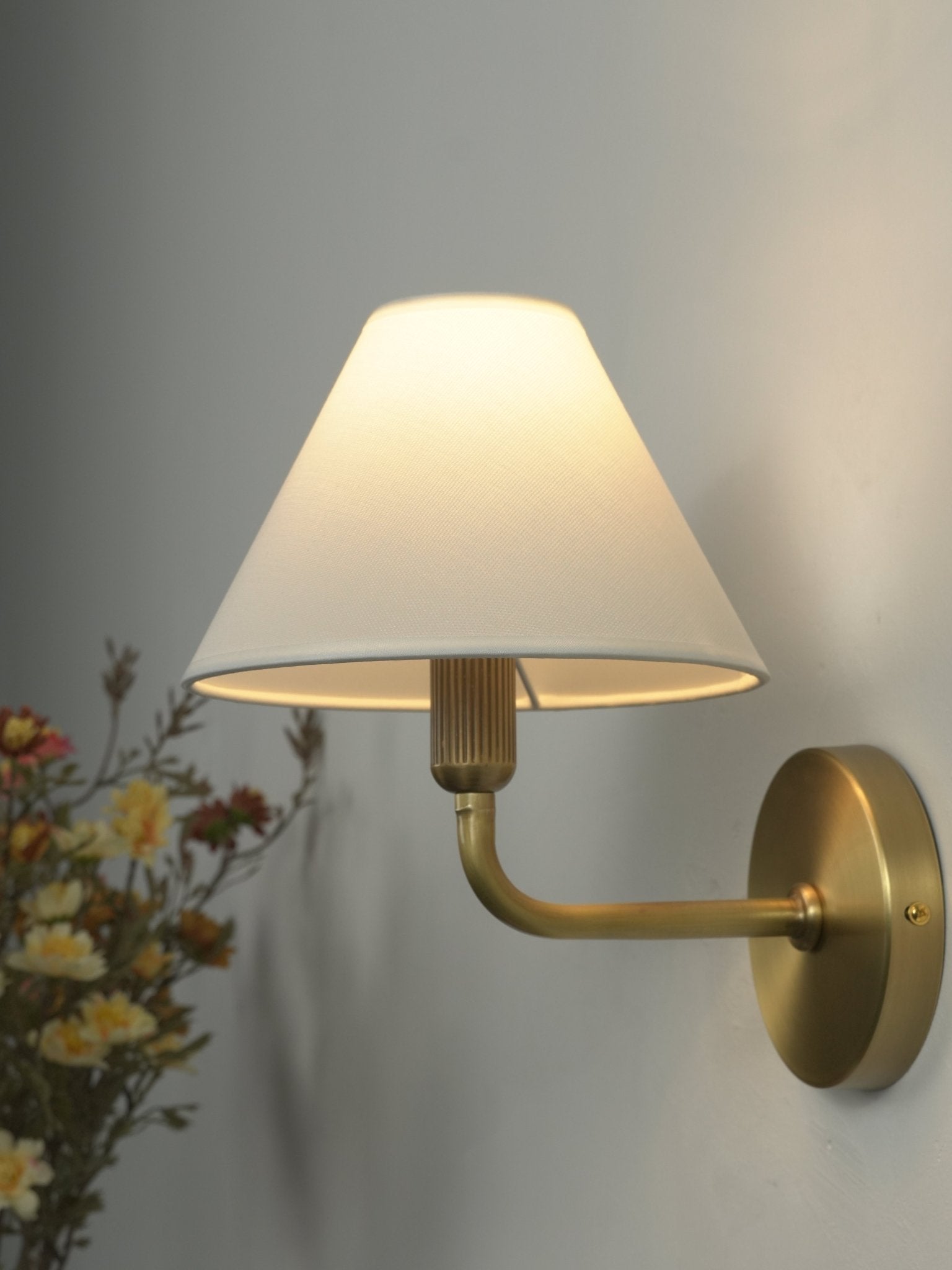 Clara Brass Wall Sconce-Neutral Decor
