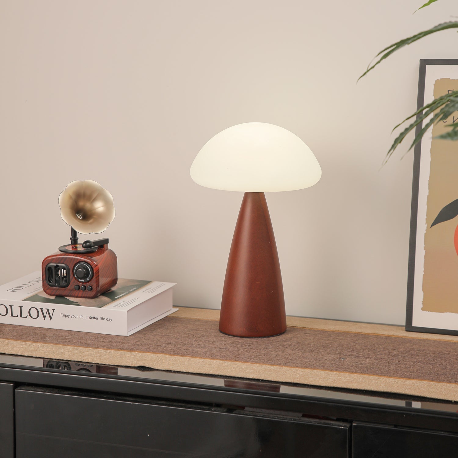 Ibisin Funge Wood Contemporary Table Lamp-Neutral Decor