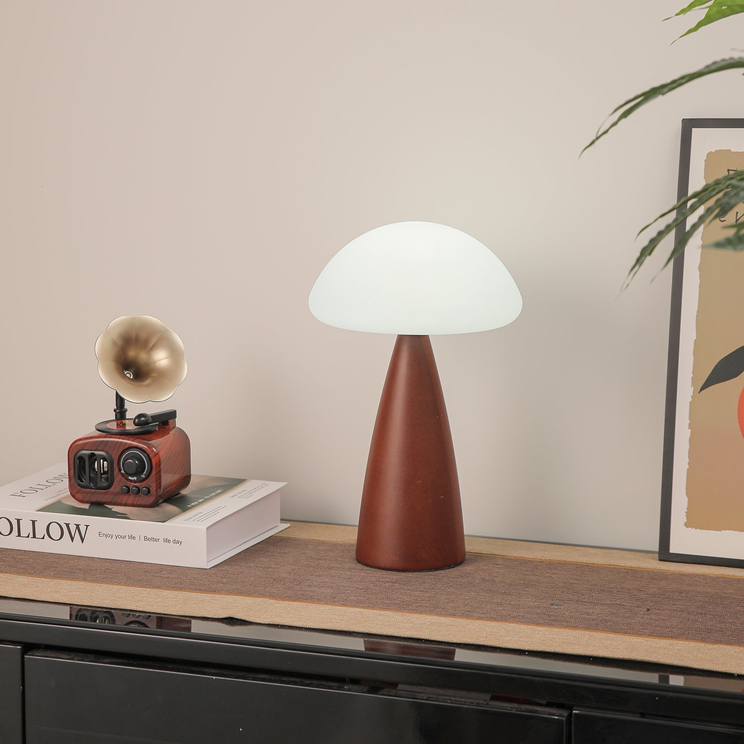 Ibisin Funge Wood Contemporary Table Lamp-Neutral Decor