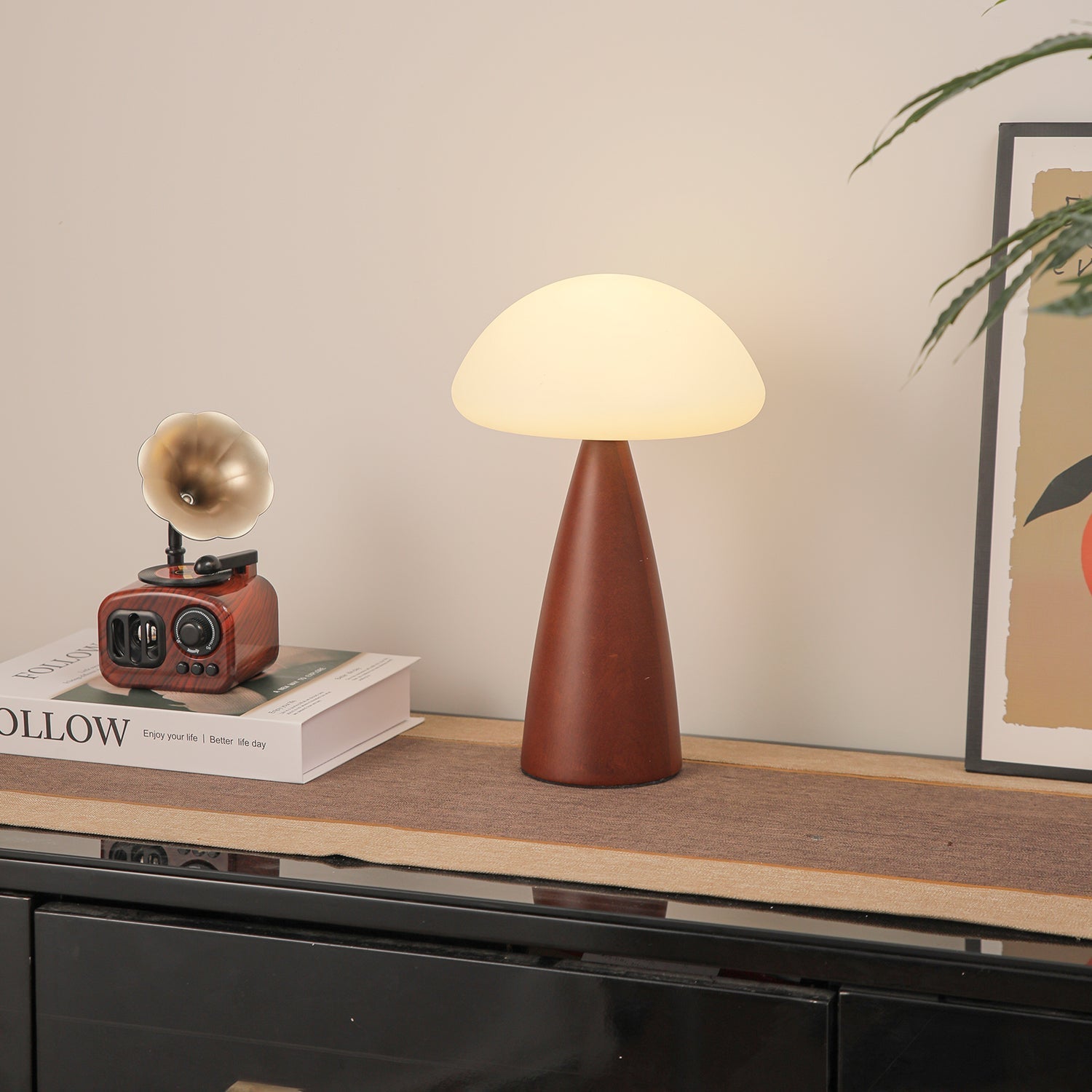 Ibisin Funge Wood Contemporary Table Lamp-Neutral Decor