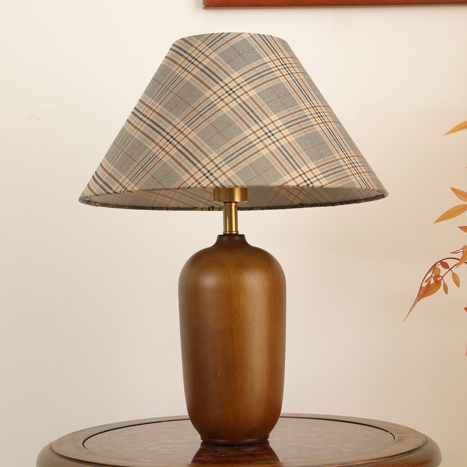 Sienna Wood & Fabric Classic Table Lamp-Neutral Decor