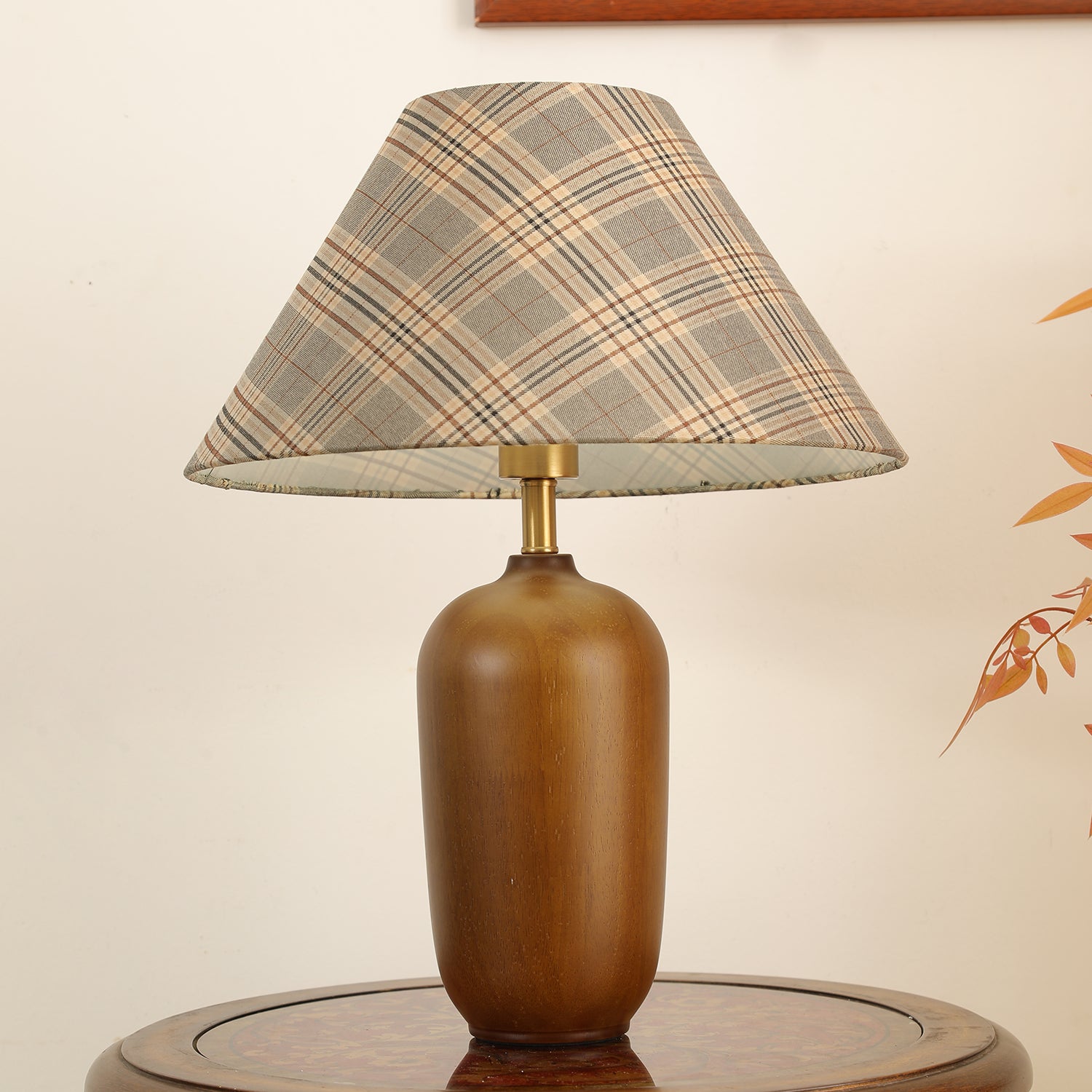 Sienna Wood & Fabric Classic Table Lamp-Neutral Decor