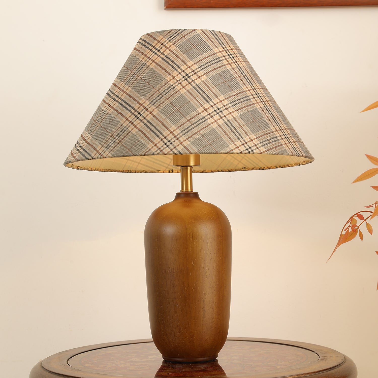 Sienna Wood & Fabric Classic Table Lamp-Neutral Decor