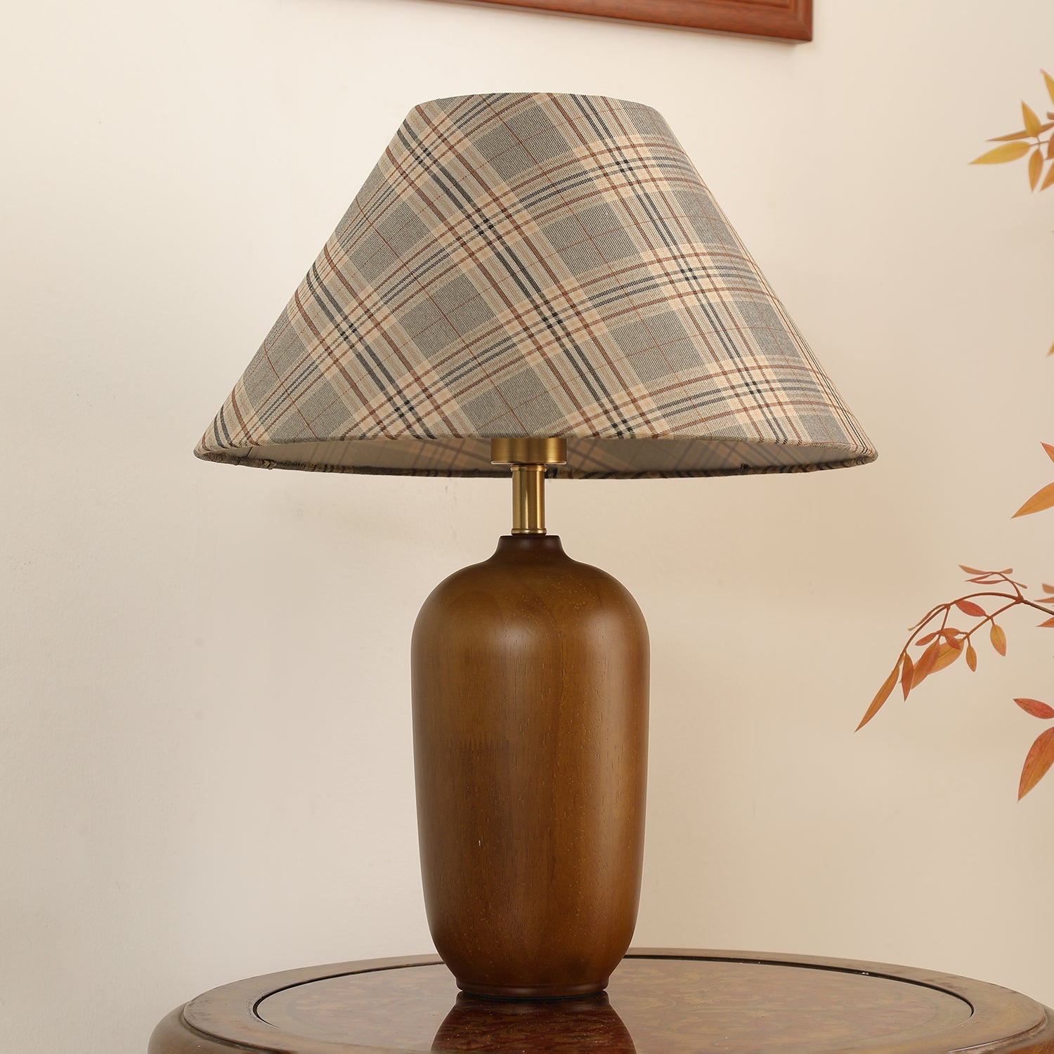Sienna Wood & Fabric Classic Table Lamp-Neutral Decor