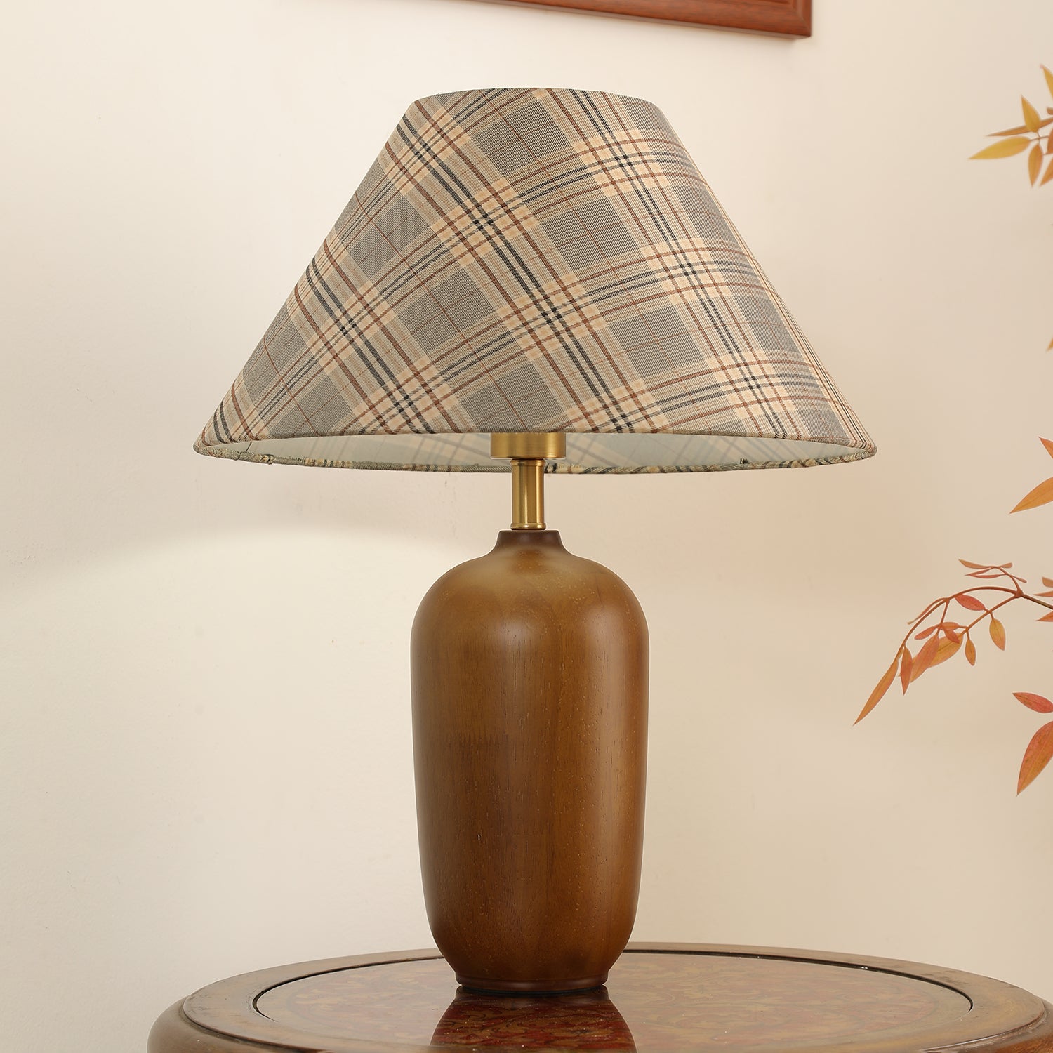 Sienna Wood & Fabric Classic Table Lamp-Neutral Decor