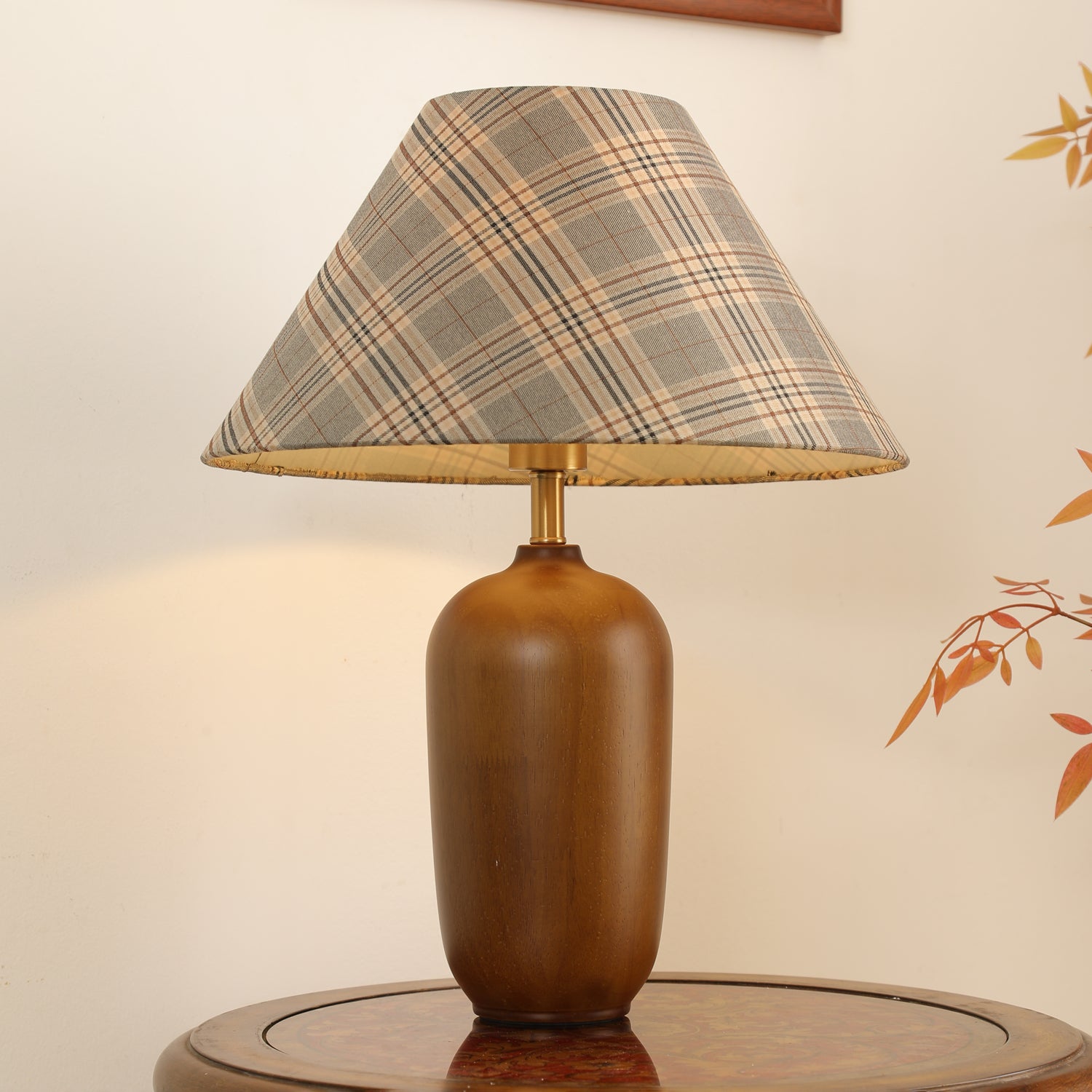 Sienna Wood & Fabric Classic Table Lamp-Neutral Decor
