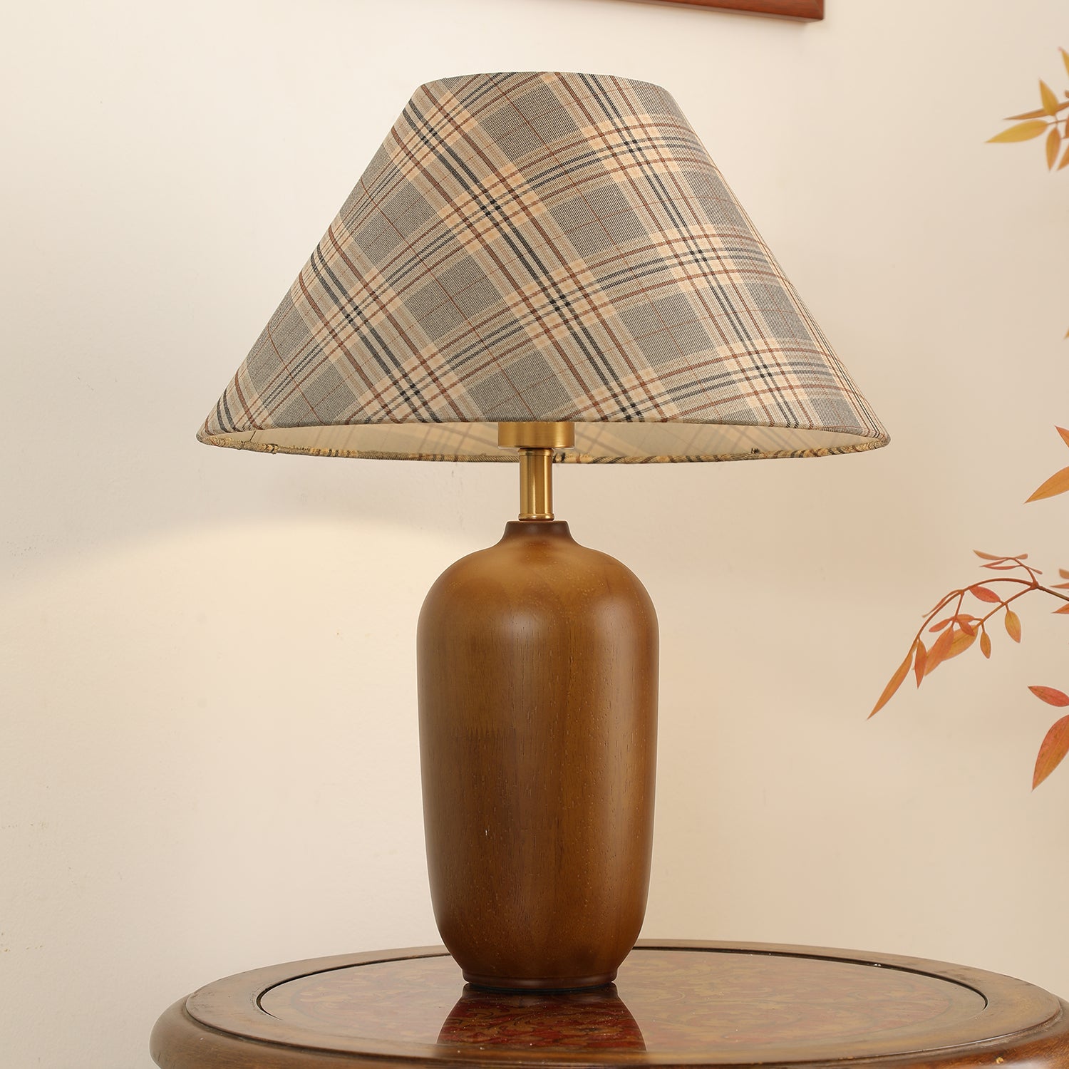 Sienna Wood & Fabric Classic Table Lamp-Neutral Decor