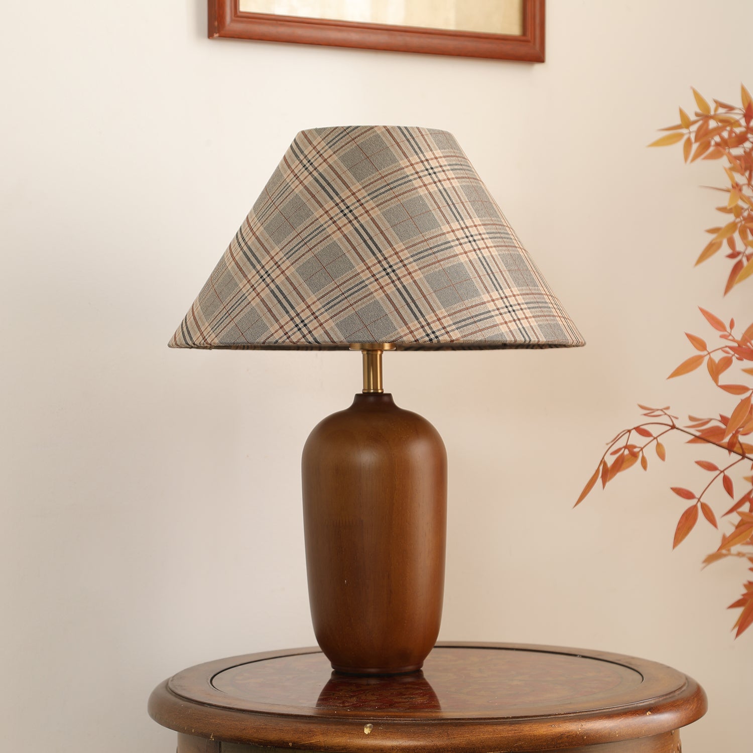 Sienna Wood & Fabric Classic Table Lamp-Neutral Decor