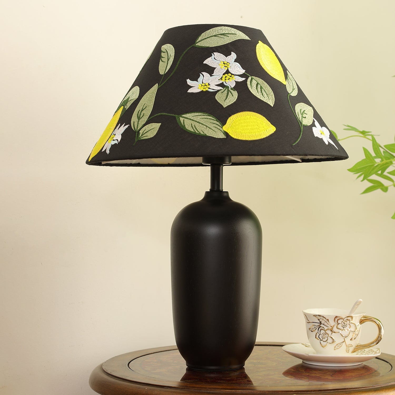 Sienna Wood & Fabric Classic Table Lamp-Neutral Decor