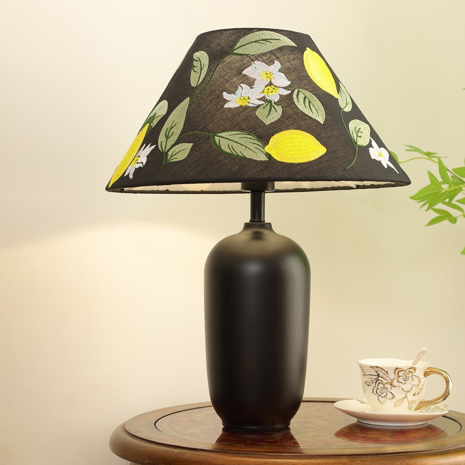 Sienna Wood & Fabric Classic Table Lamp-Neutral Decor