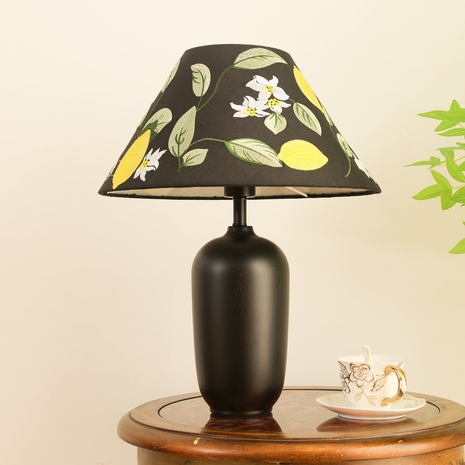Sienna Wood & Fabric Classic Table Lamp-Neutral Decor