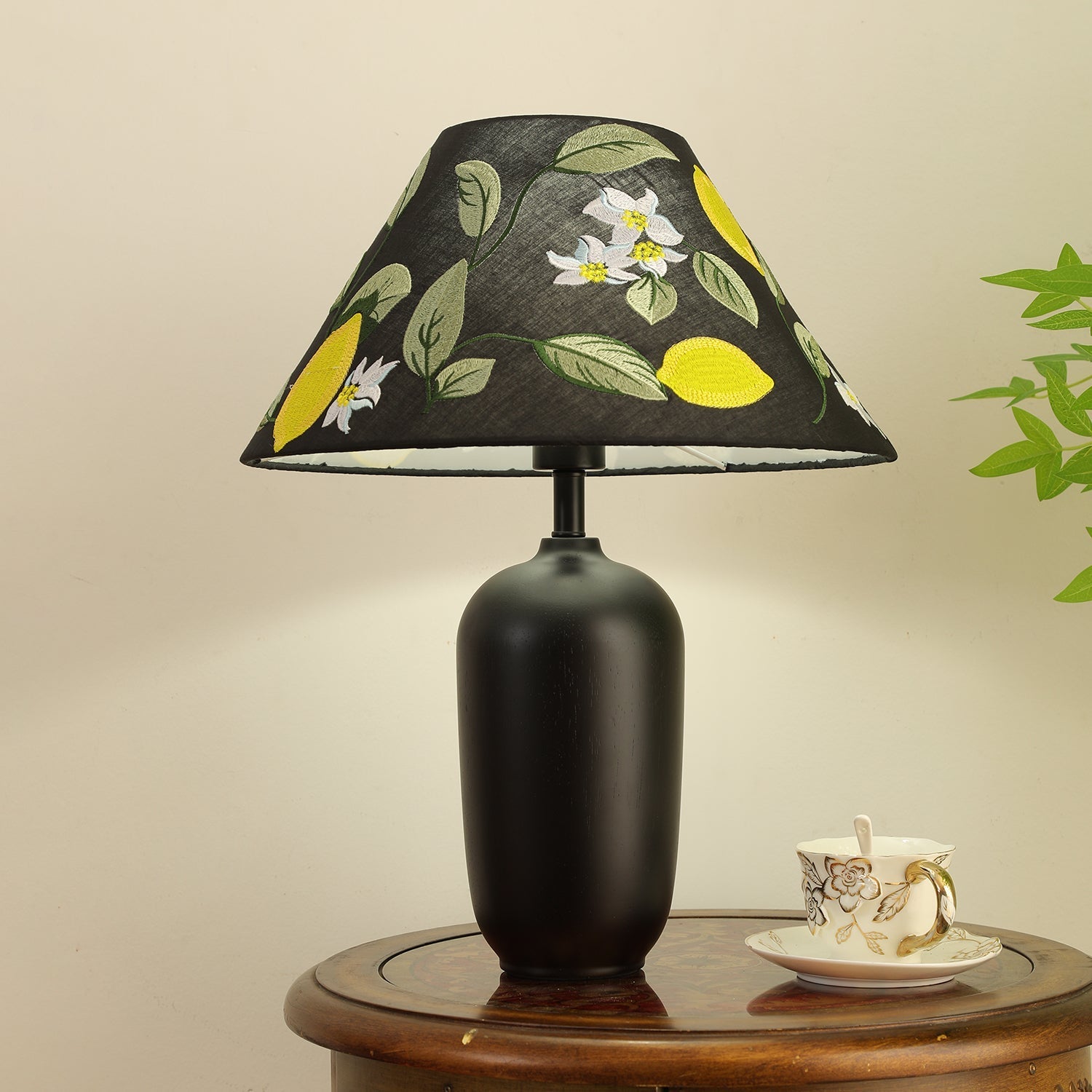 Sienna Wood & Fabric Classic Table Lamp-Neutral Decor