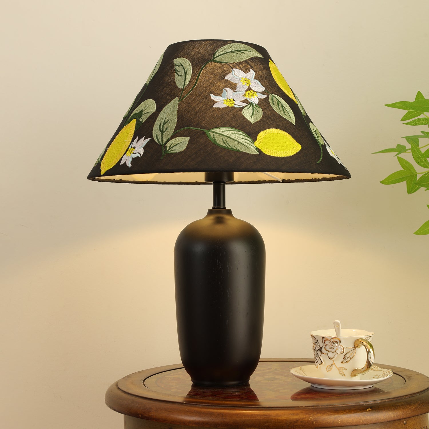 Sienna Wood & Fabric Classic Table Lamp-Neutral Decor