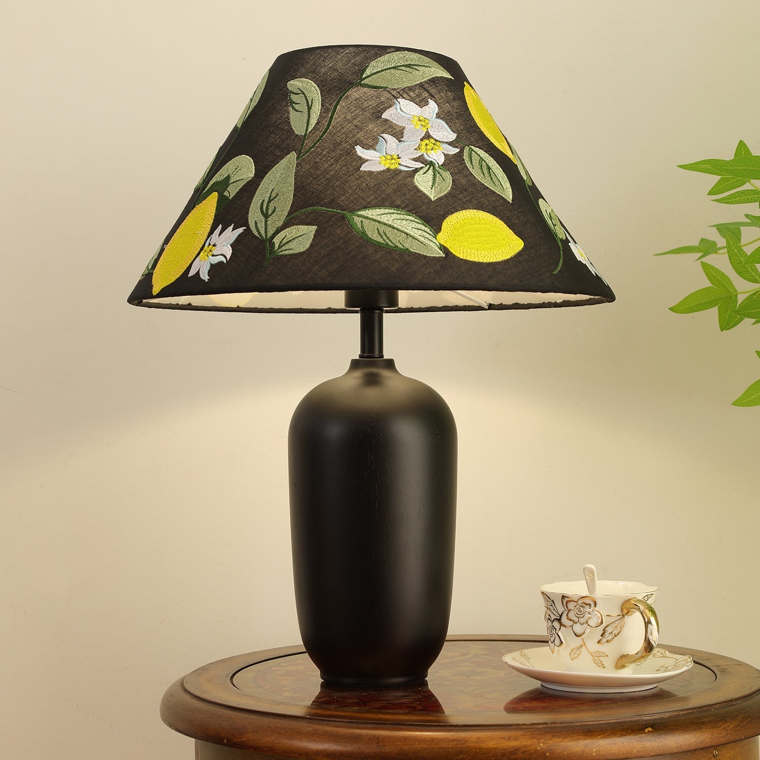 Sienna Wood & Fabric Classic Table Lamp-Neutral Decor