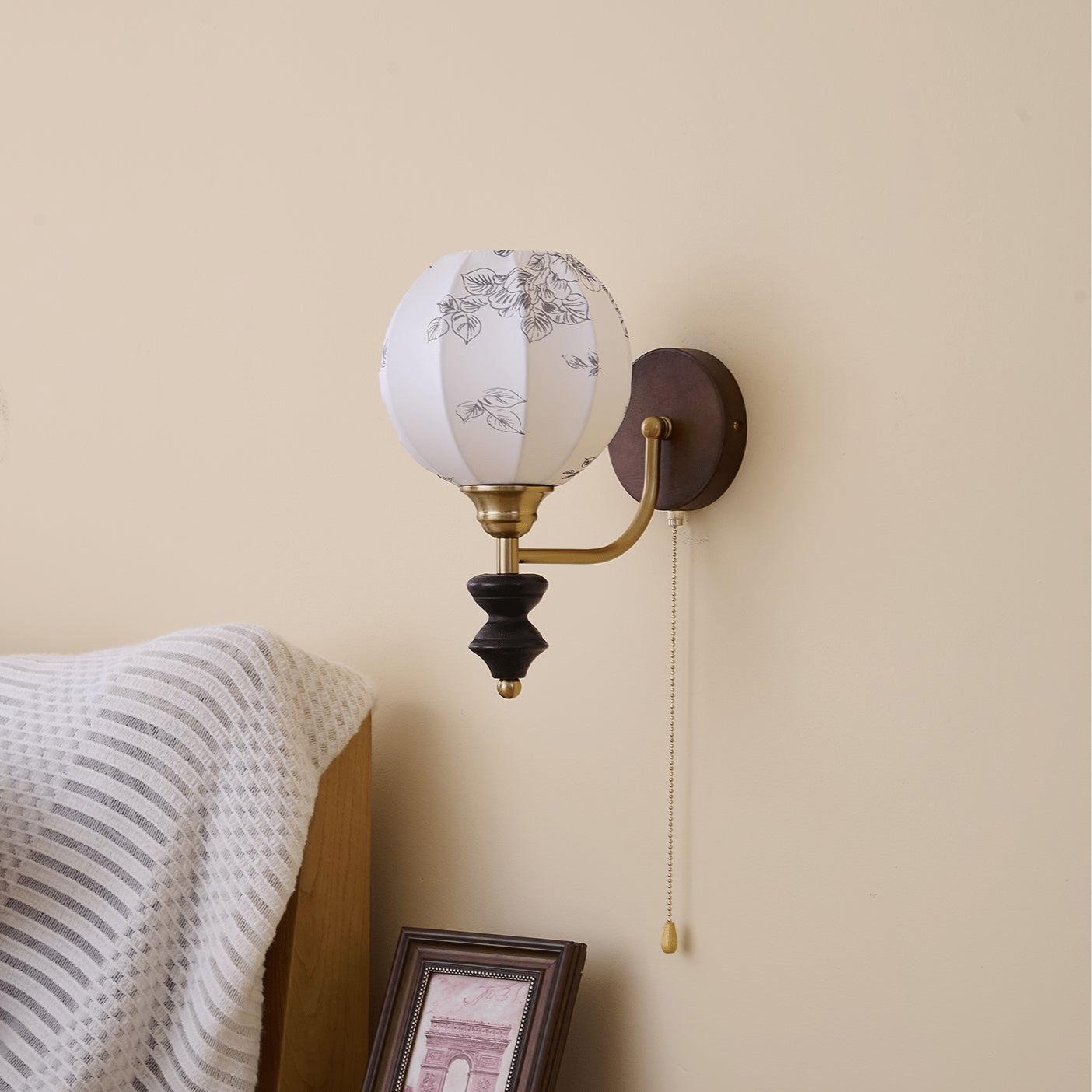 Eshae Premium Nordic Art Fabric Wood Wall Lamp-Neutral Decor