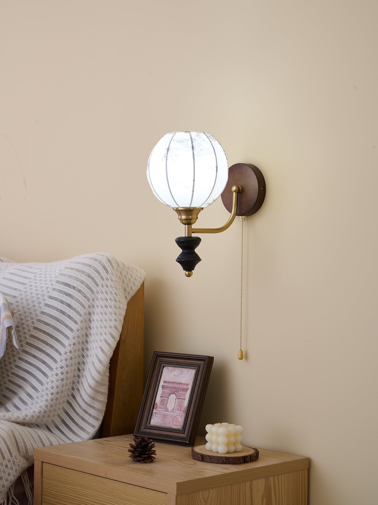 Eshae Premium Nordic Art Fabric Wood Wall Lamp-Neutral Decor