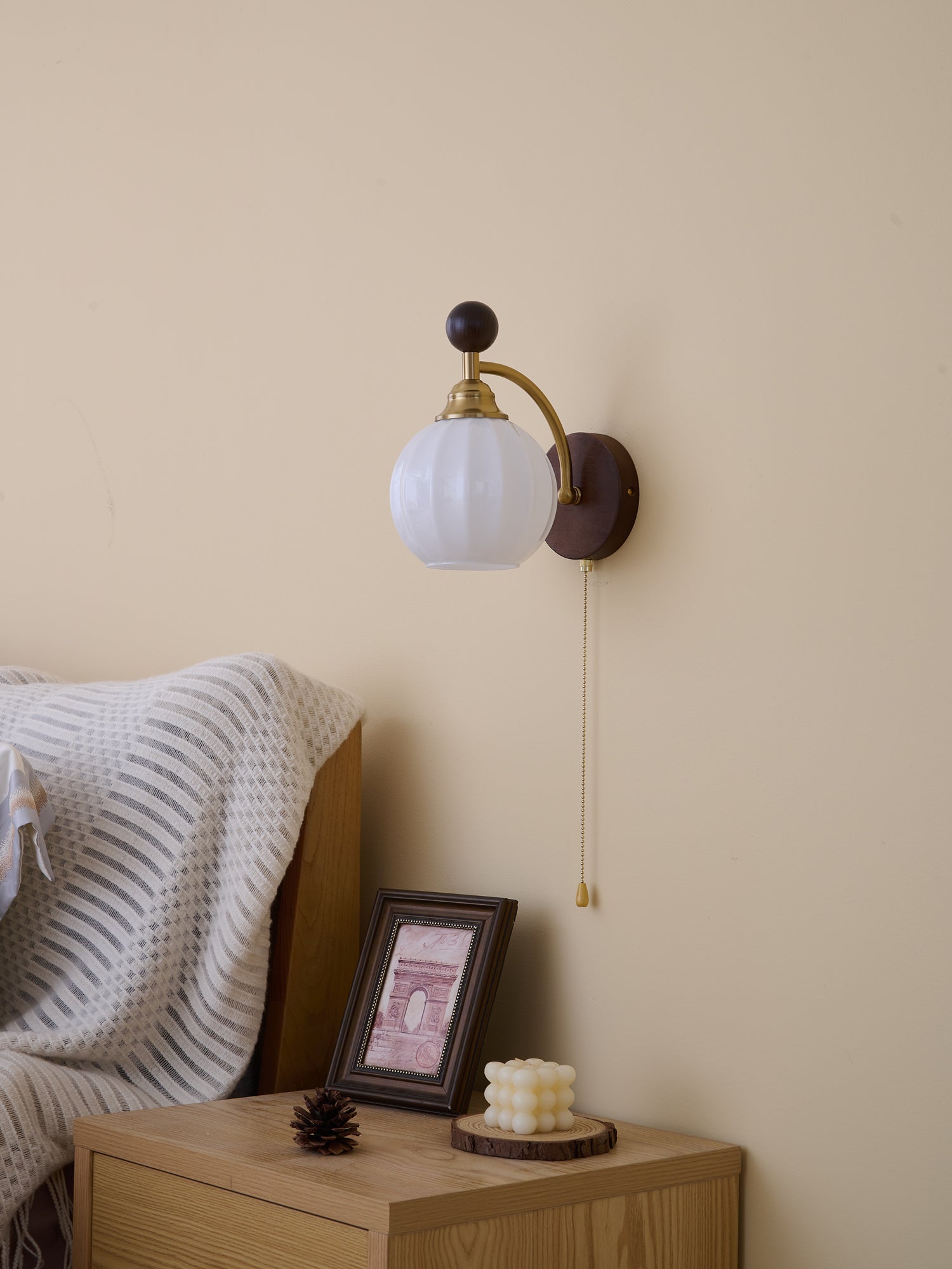 Eshae Premium Nordic Art Fabric Wood Wall Lamp-Neutral Decor