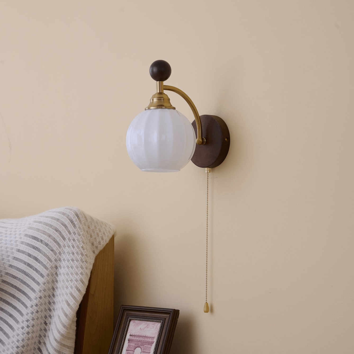 Eshae Premium Nordic Art Fabric Wood Wall Lamp-Neutral Decor