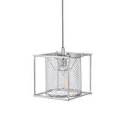 Clarus Pendant Lamp with chrome mesh drum shade.