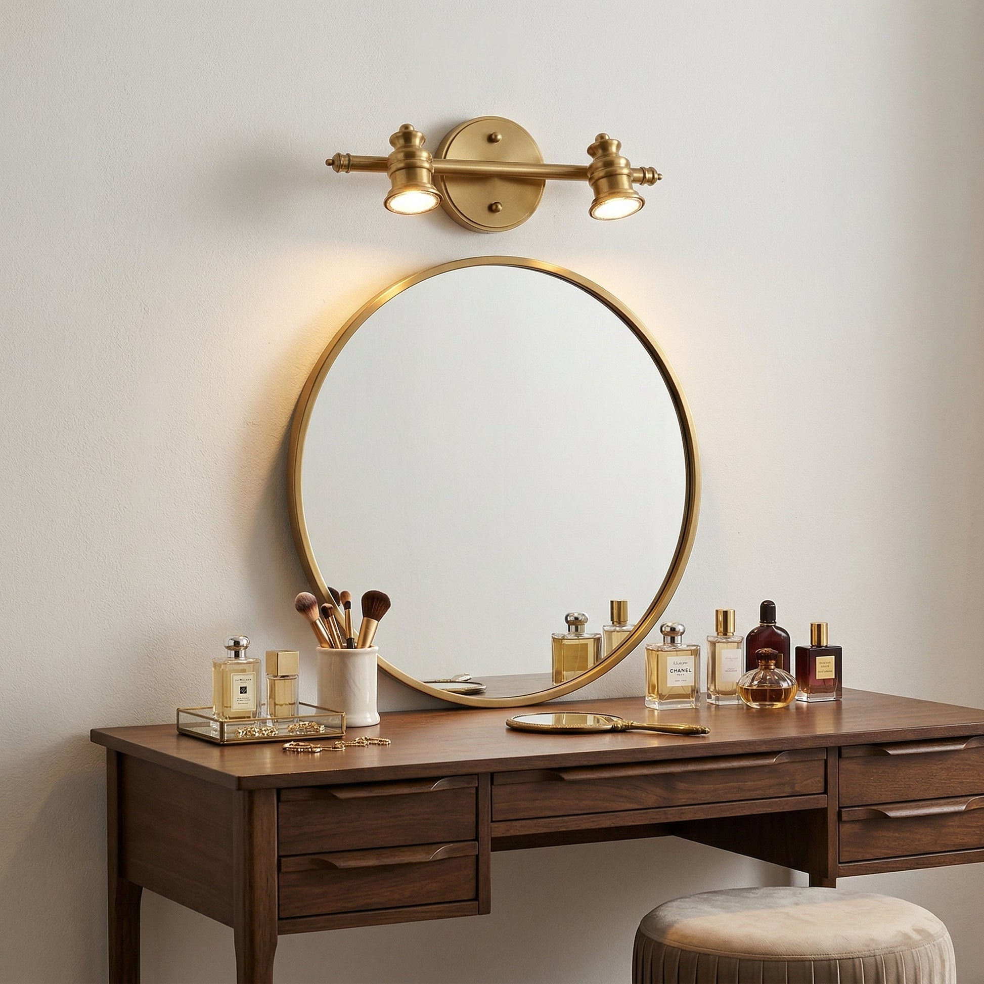 Halophane Brass Wall Lamp used as a picture light over a large artwork.