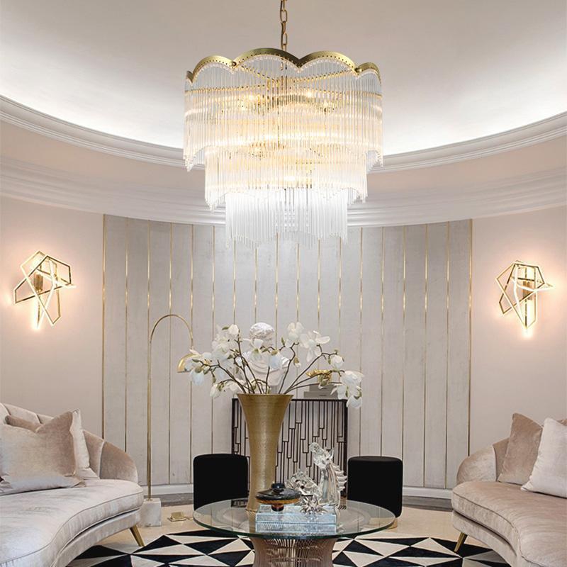 Eminex Chandelier Glass Rod Wave Shape-Neutral Decor