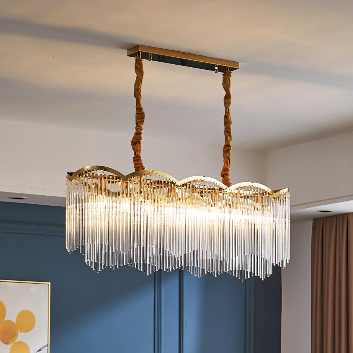 Eminex Chandelier Glass Rod Wave Shape-Neutral Decor