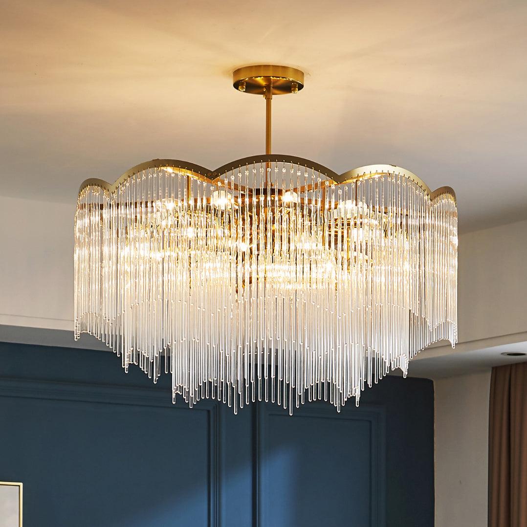 Eminex Chandelier Glass Rod Wave Shape-Neutral Decor