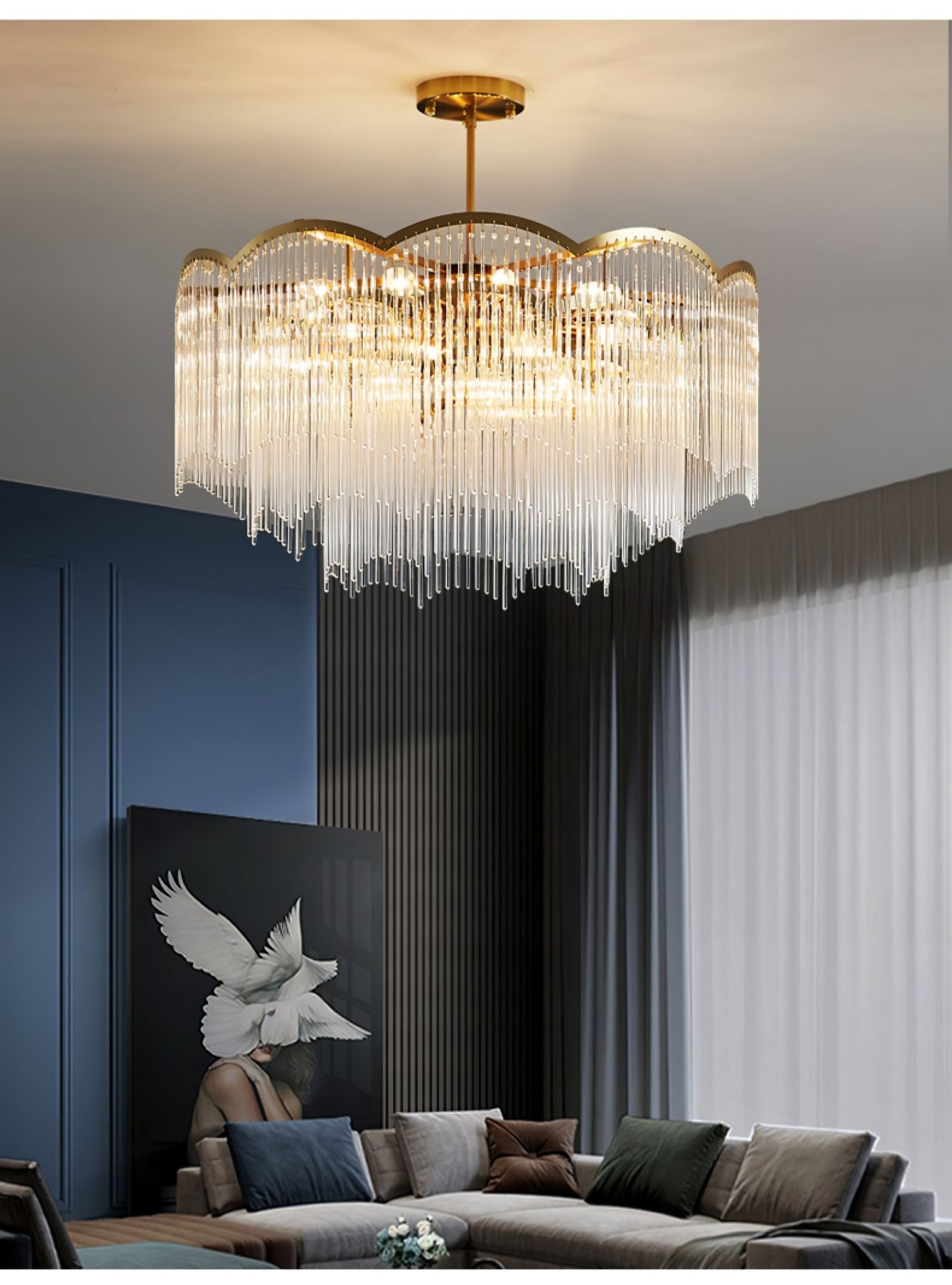 Eminex Chandelier Glass Rod Wave Shape-Neutral Decor