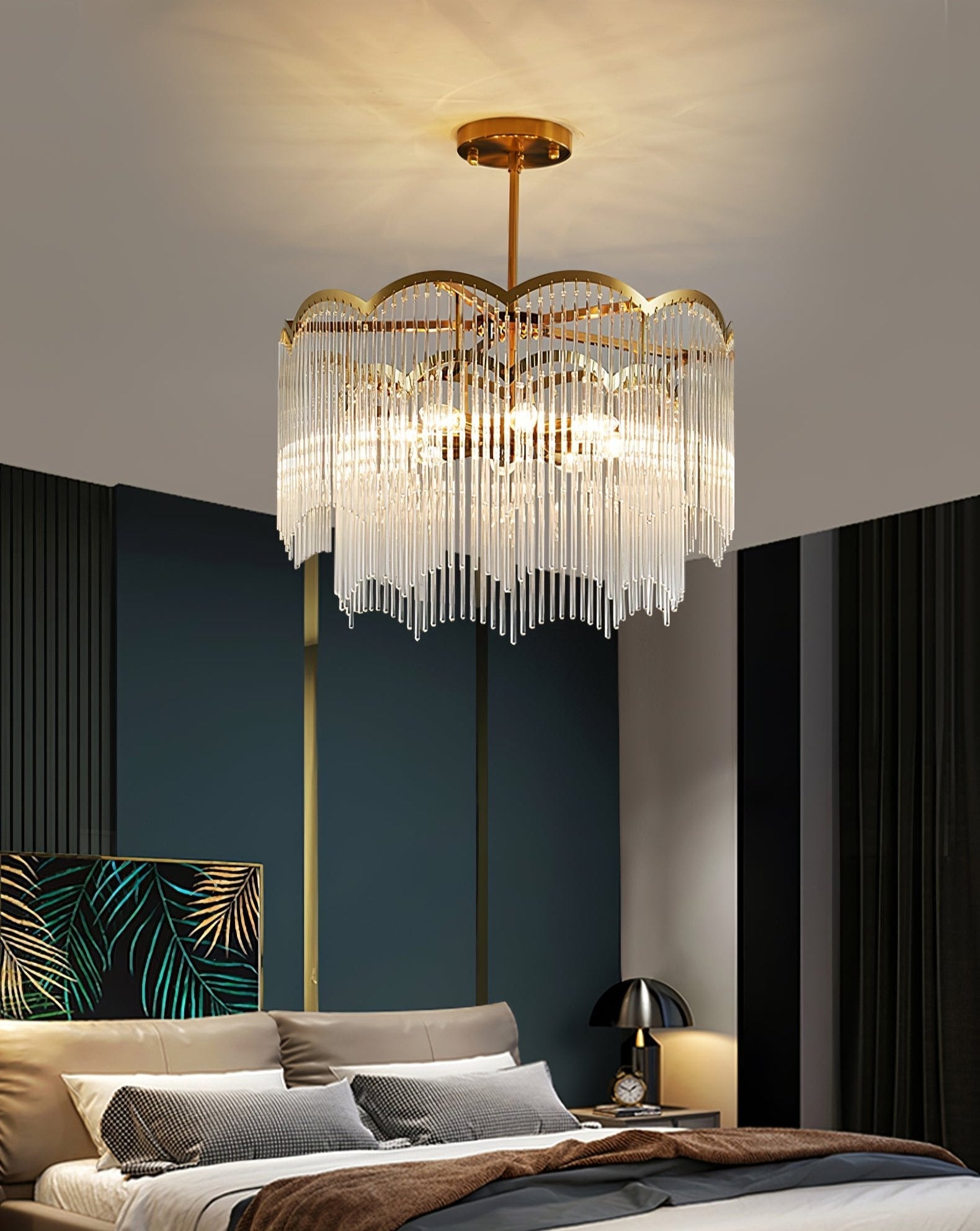 Eminex Chandelier Glass Rod Wave Shape-Neutral Decor