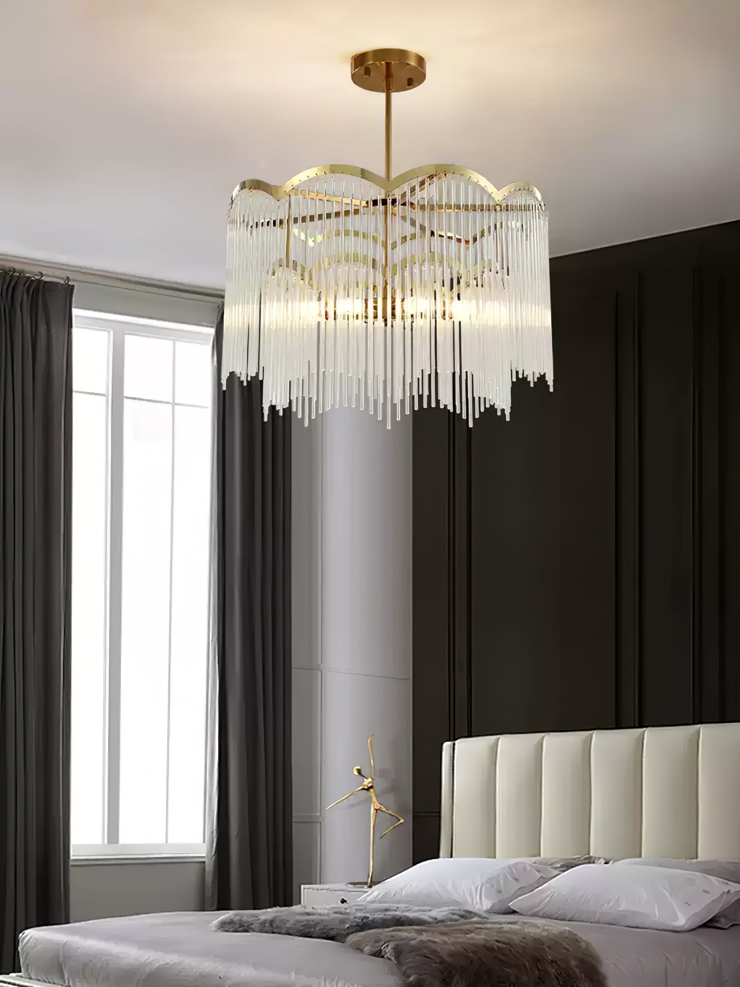 Eminex Chandelier Glass Rod Wave Shape-Neutral Decor