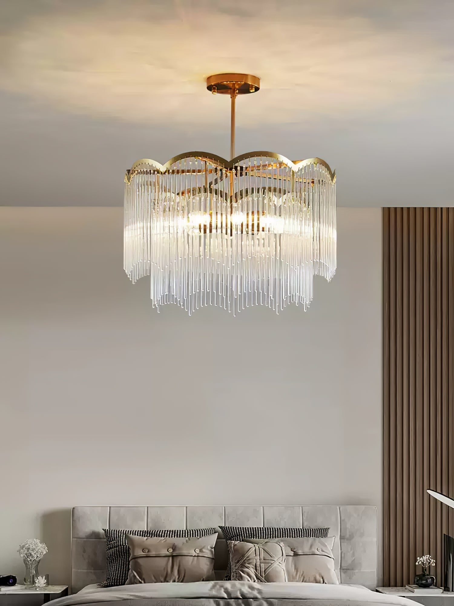 Eminex Chandelier Glass Rod Wave Shape-Neutral Decor