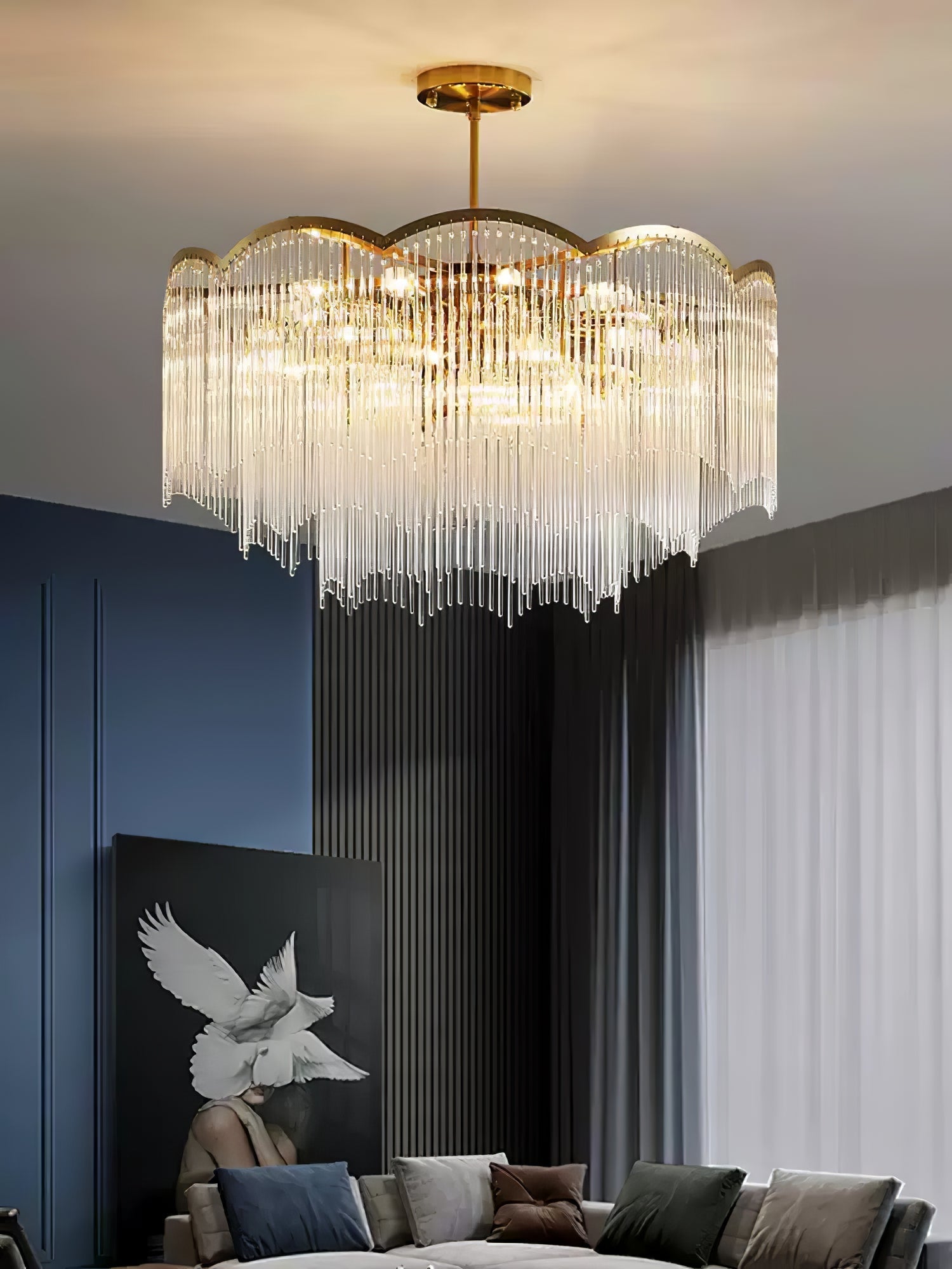 Eminex Chandelier Glass Rod Wave Shape-Neutral Decor