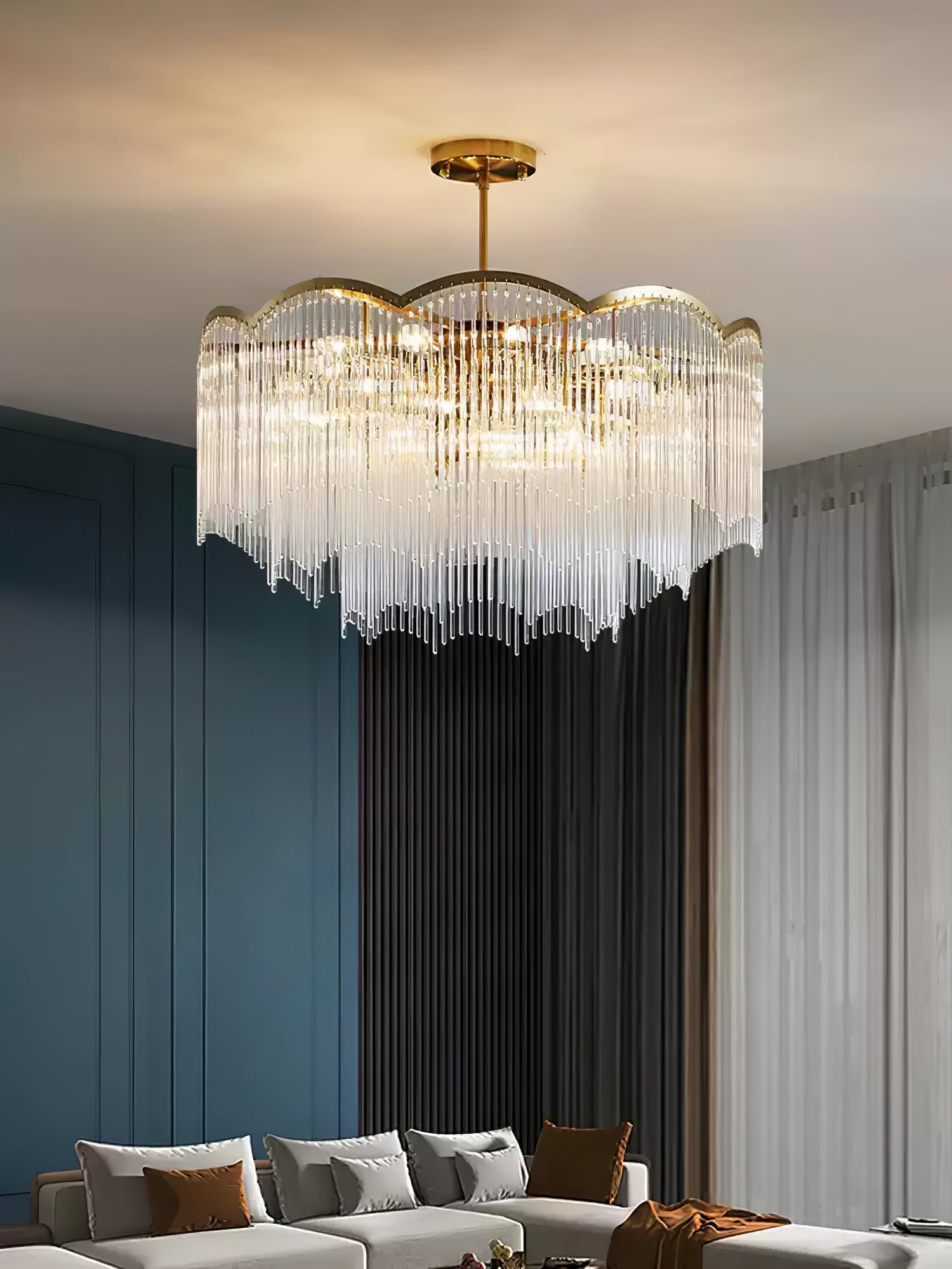 Eminex Chandelier Glass Rod Wave Shape-Neutral Decor