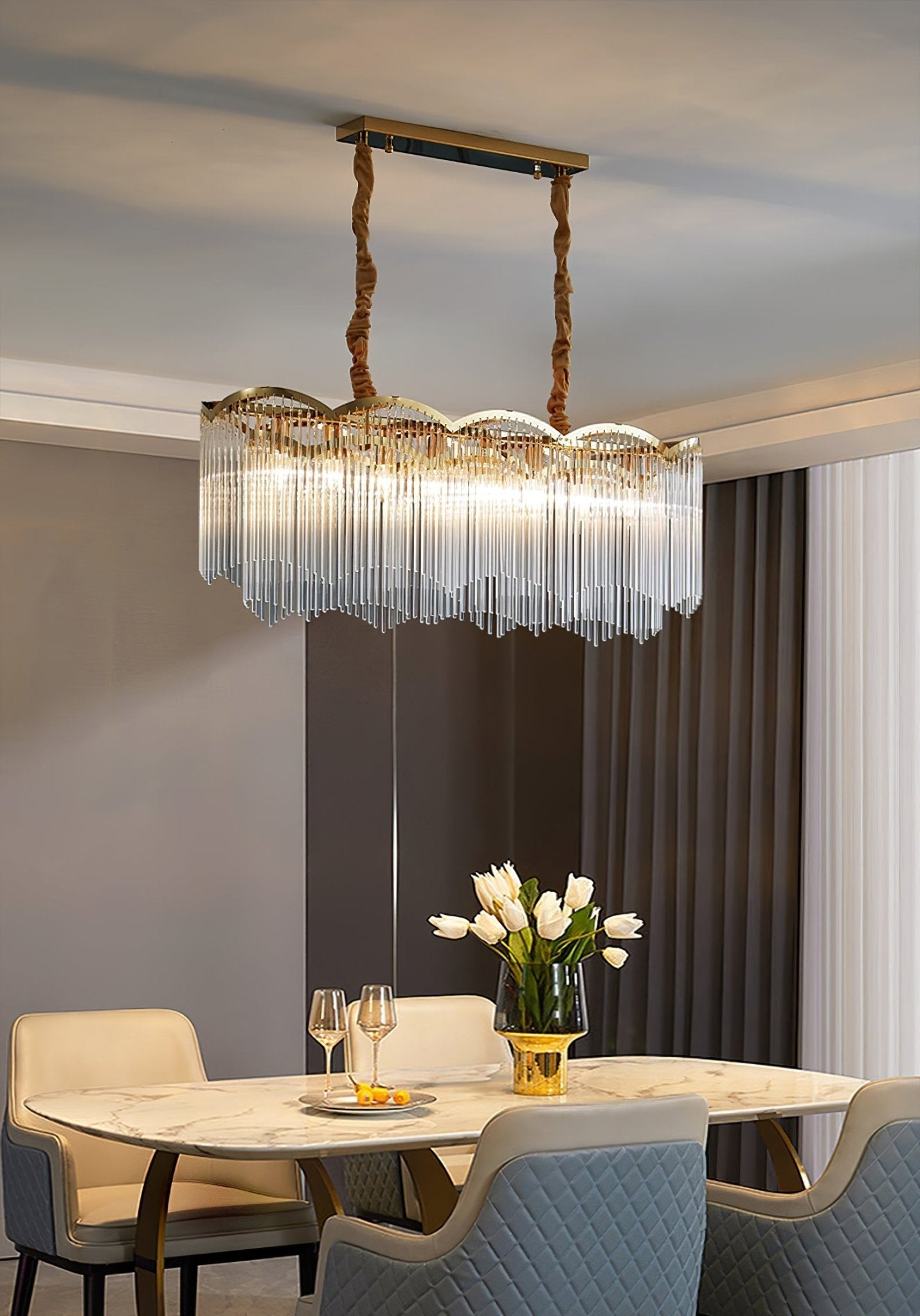 Eminex Chandelier Glass Rod Wave Shape-Neutral Decor
