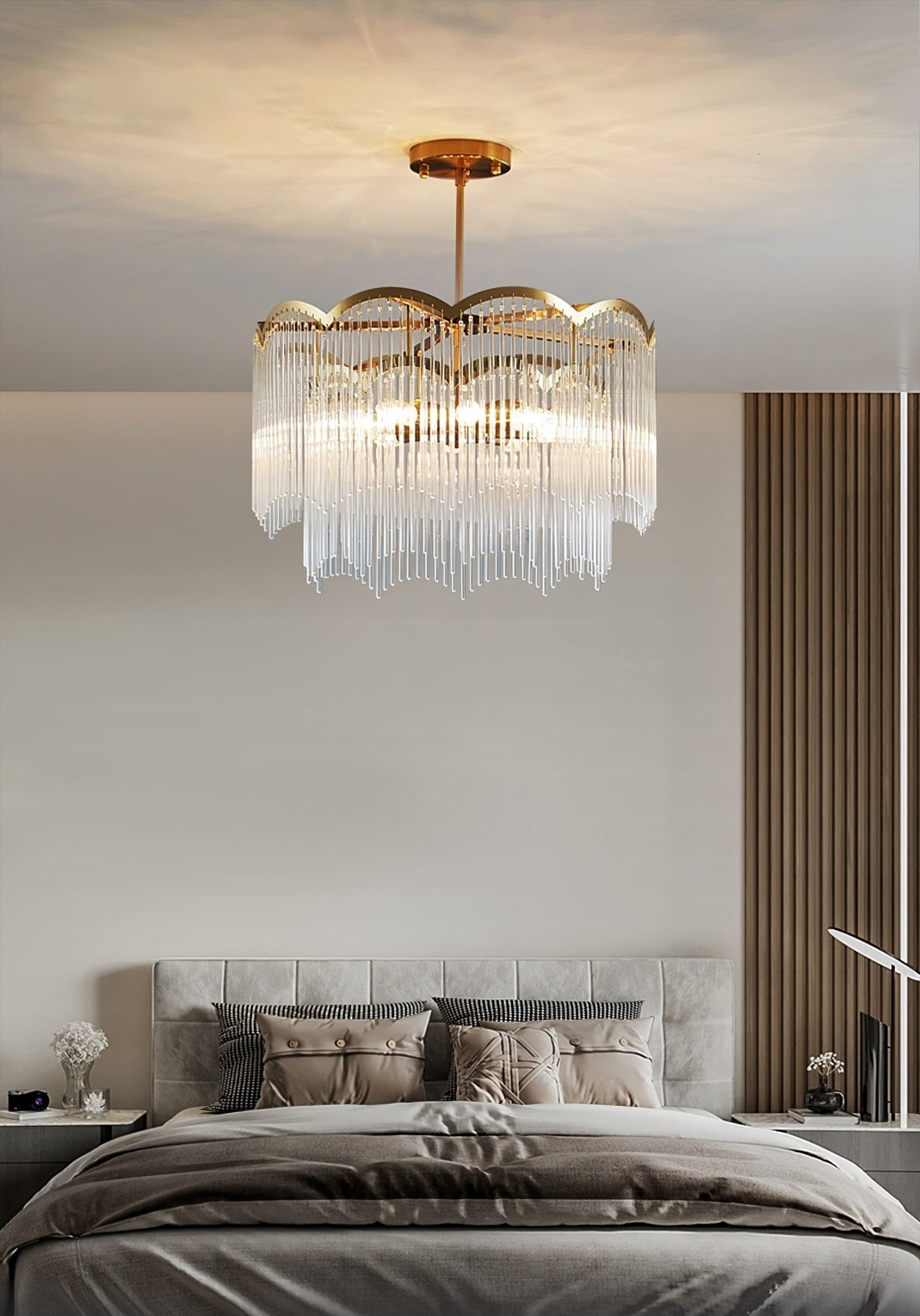 Eminex Chandelier Glass Rod Wave Shape-Neutral Decor