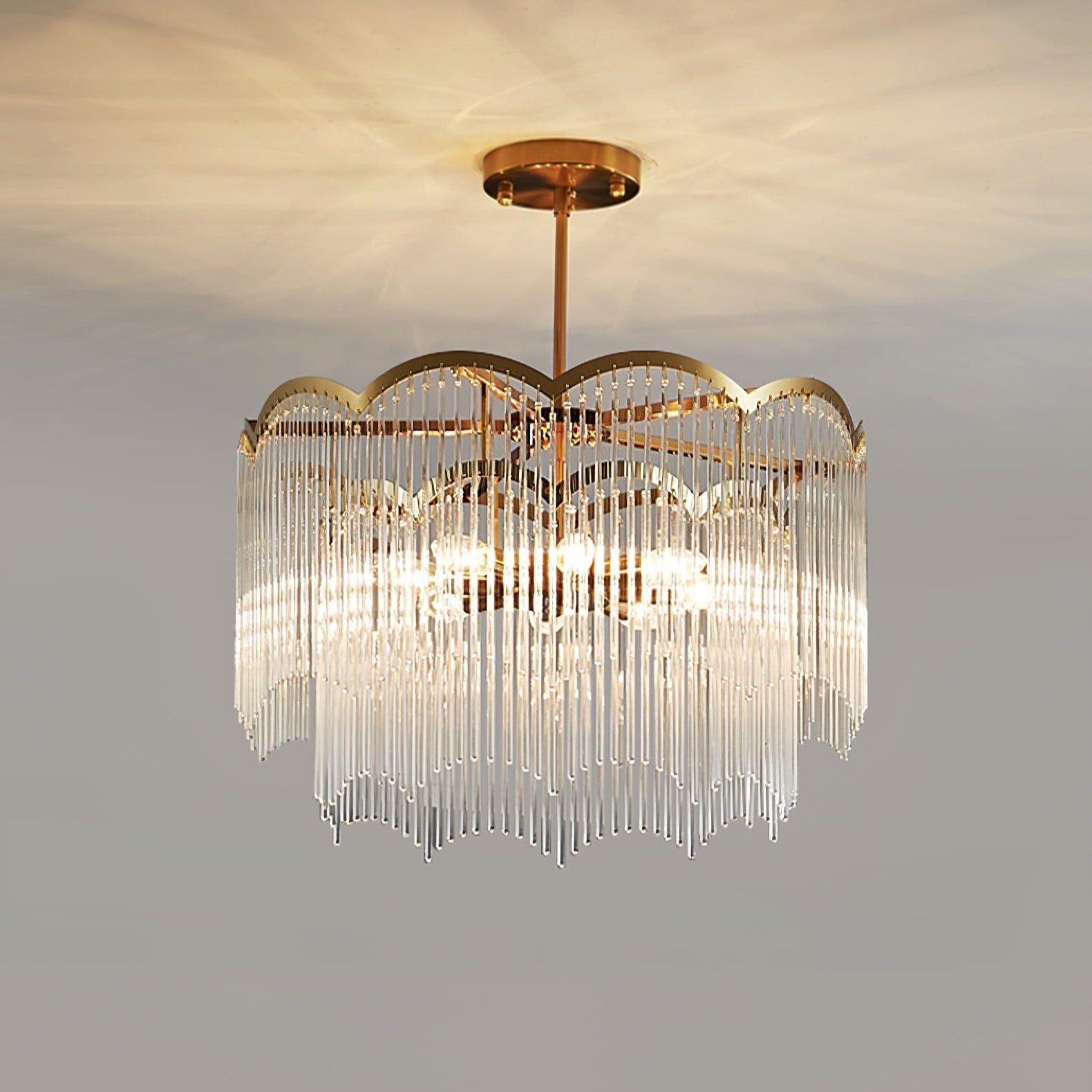 Eminex Chandelier Glass Rod Wave Shape-Neutral Decor
