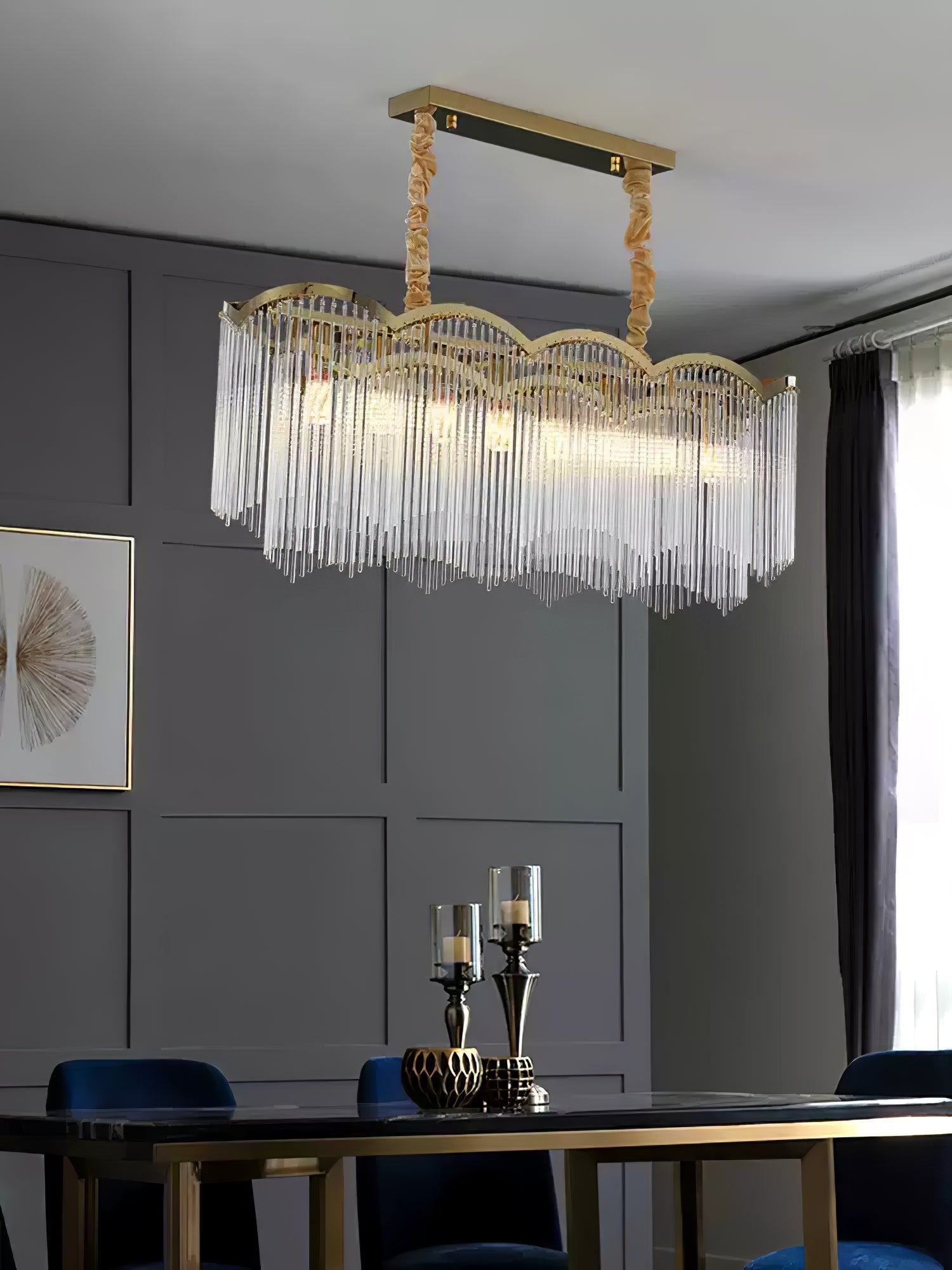 Eminex Chandelier Glass Rod Wave Shape-Neutral Decor