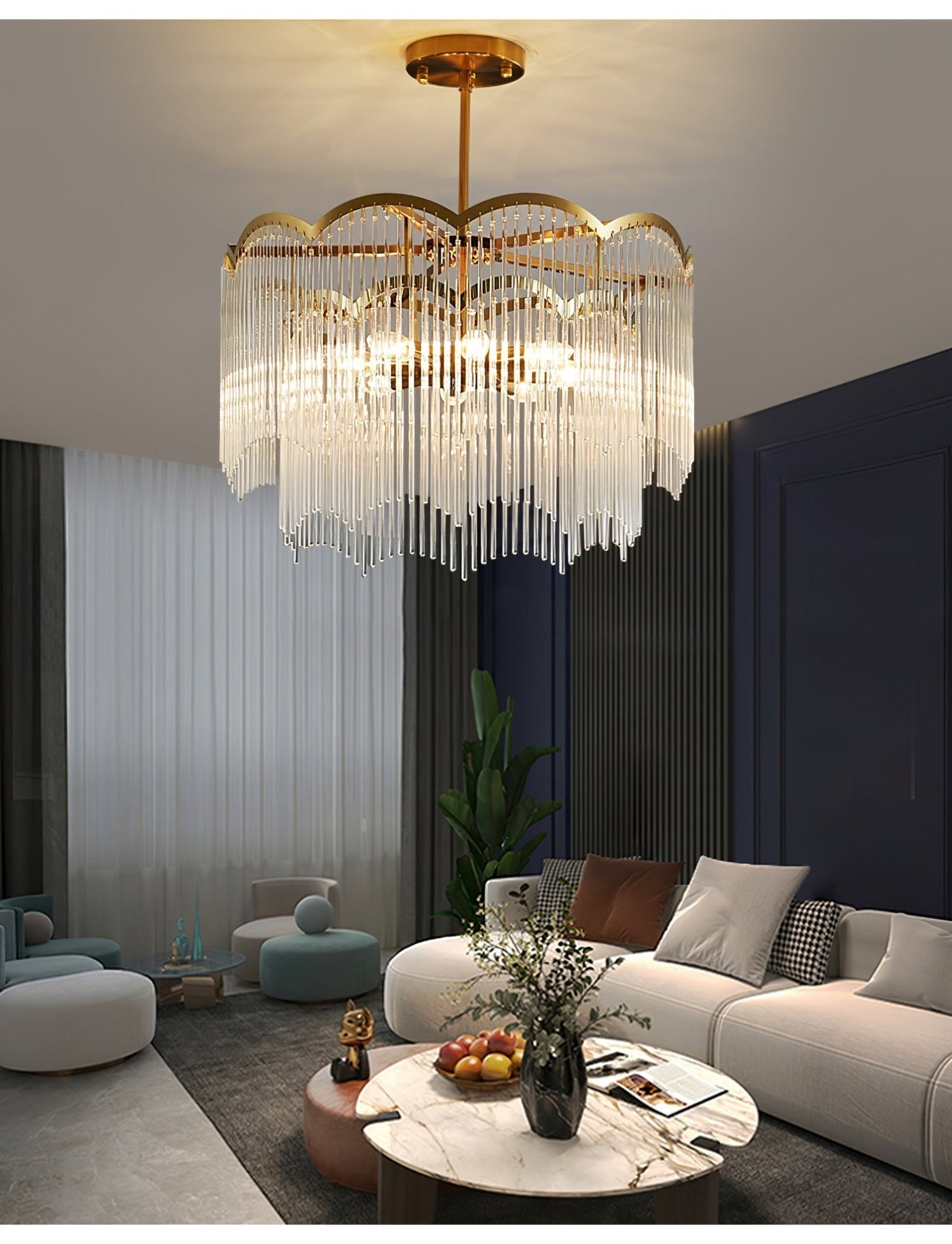 Eminex Chandelier Glass Rod Wave Shape-Neutral Decor