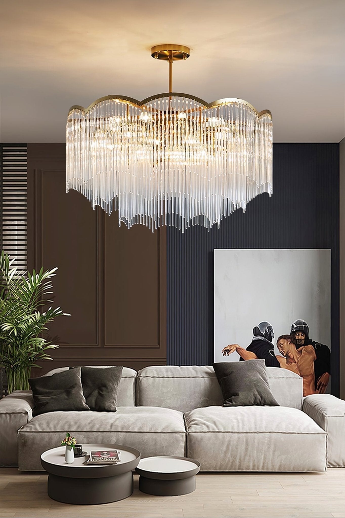 Eminex Chandelier Glass Rod Wave Shape-Neutral Decor
