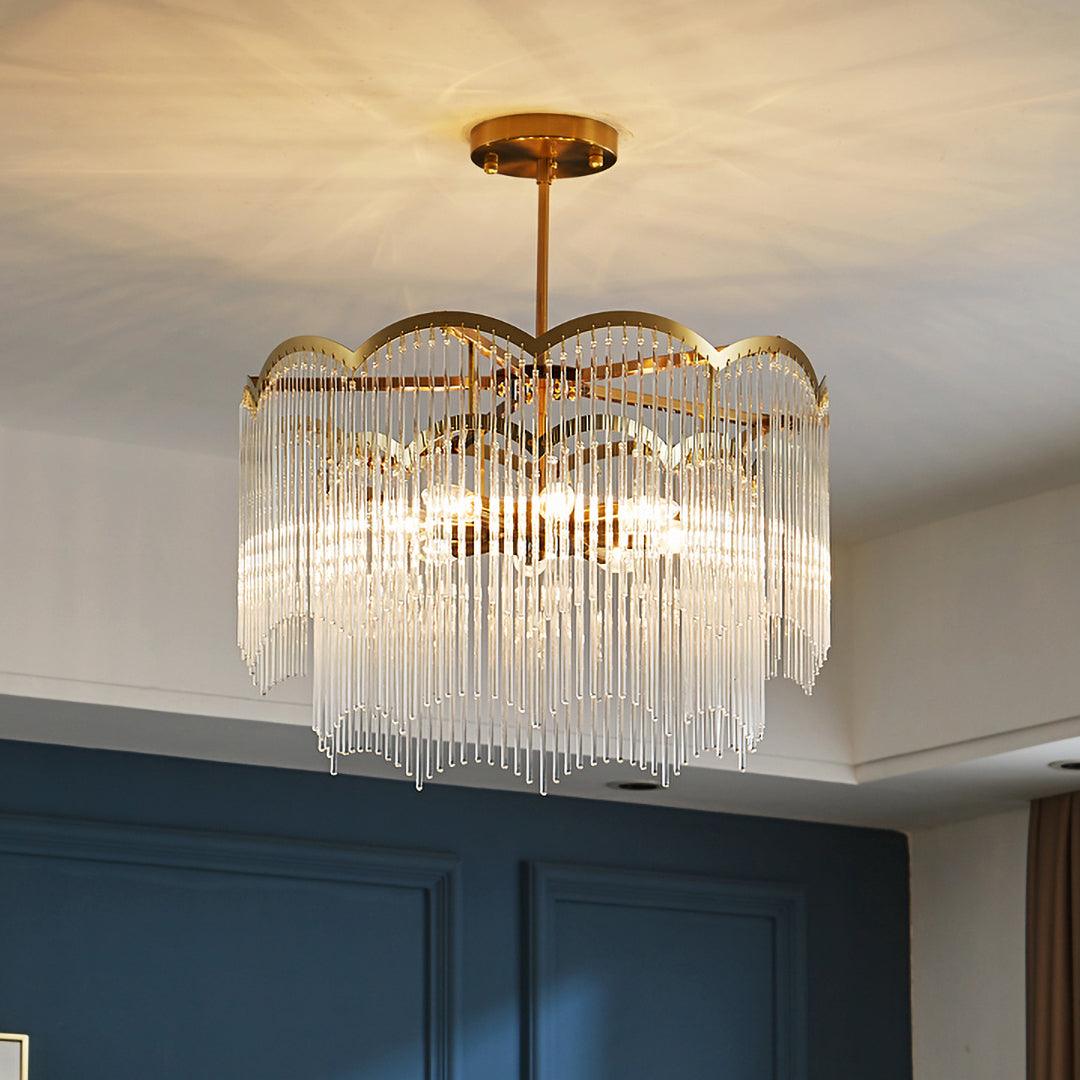 Eminex Chandelier Glass Rod Wave Shape-Neutral Decor