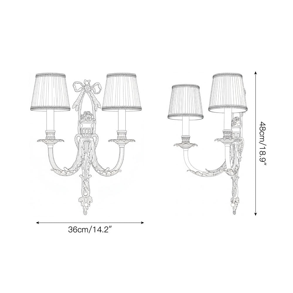 Angled view of the double-head Claudine Wall Lamp.