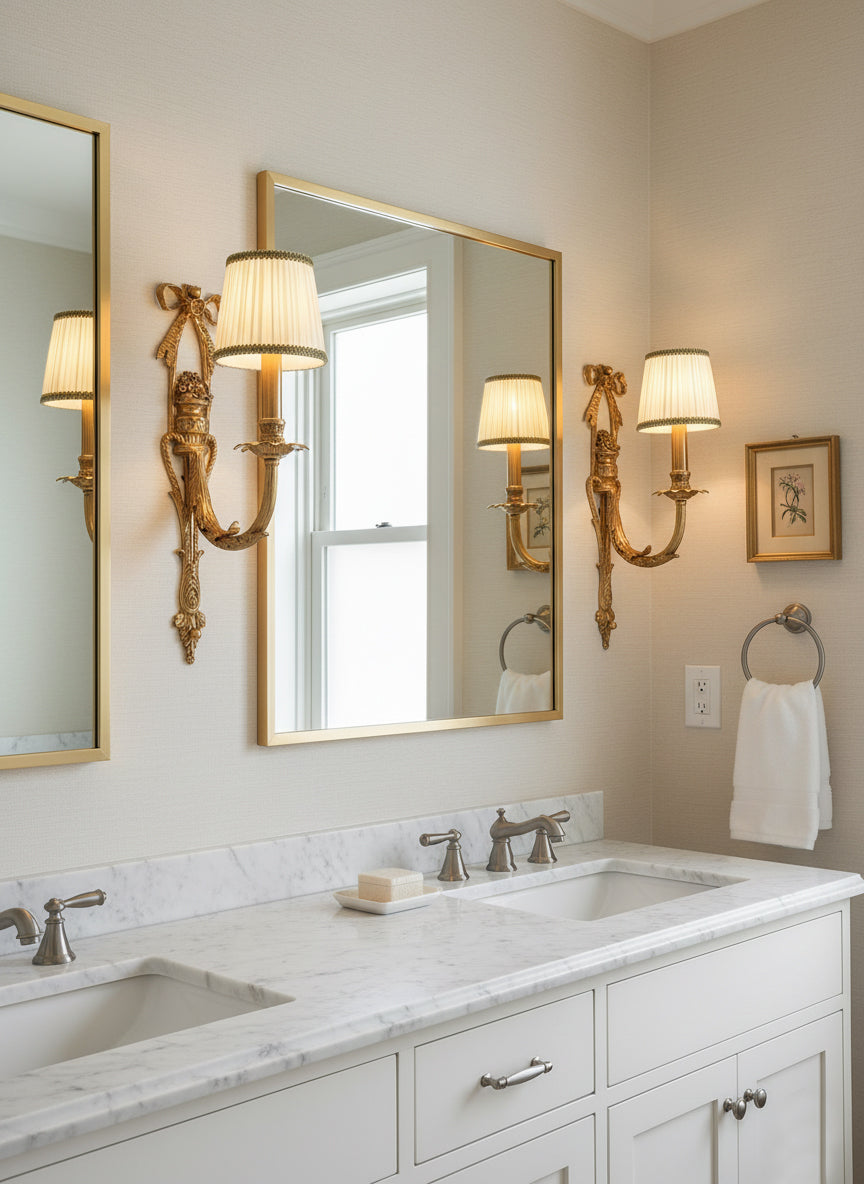 Claudine Wall Lamp with two heads, front view.
