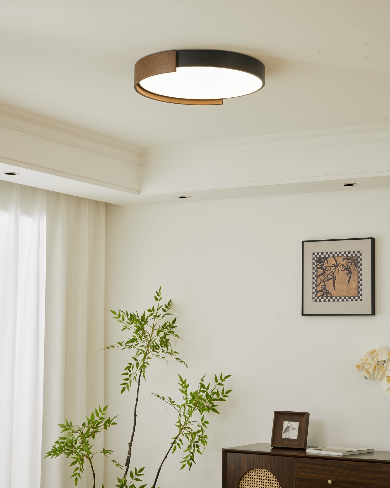 Angled view showing the depth of the Claxy ceiling light.