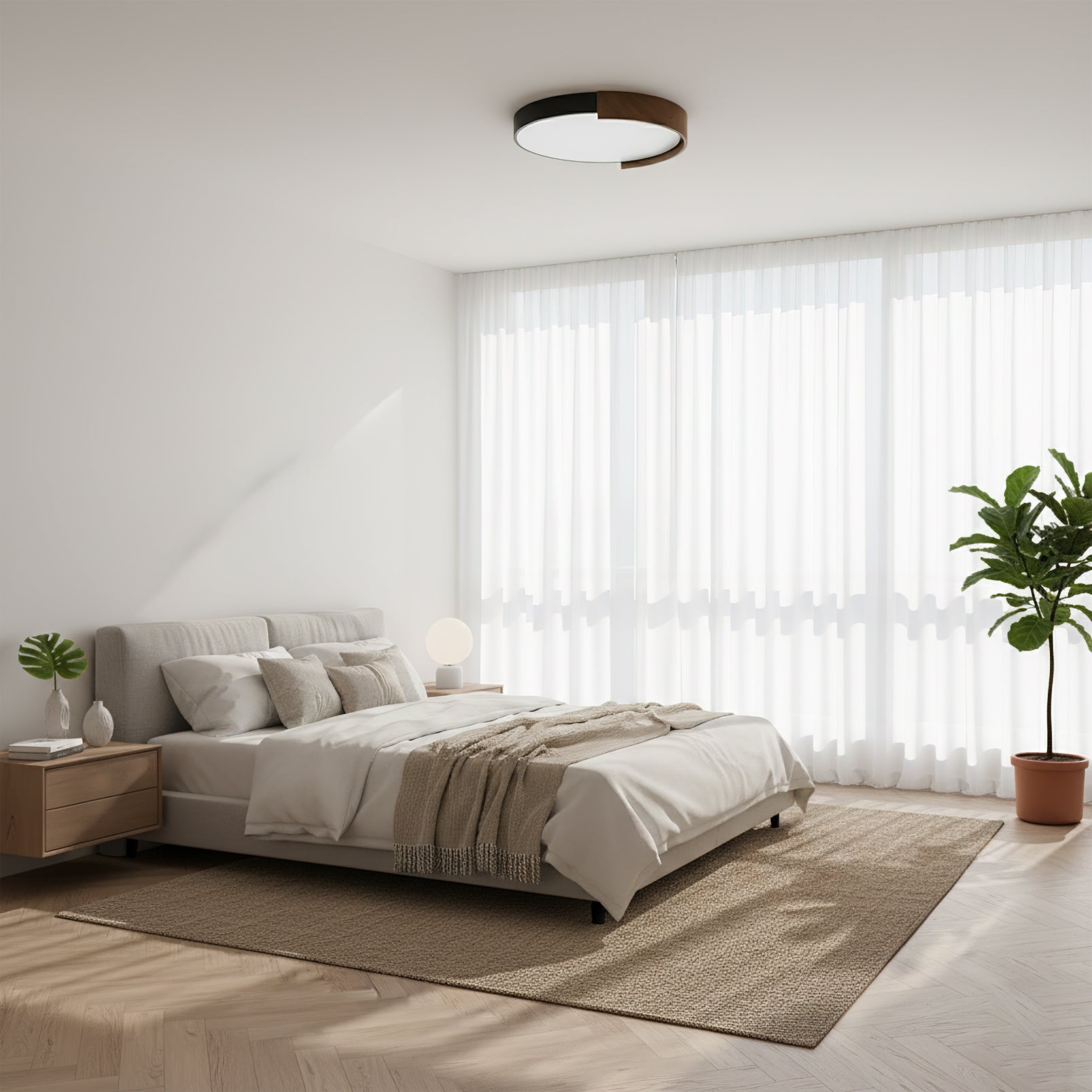 Top-down view of the round Claxy ceiling light.
