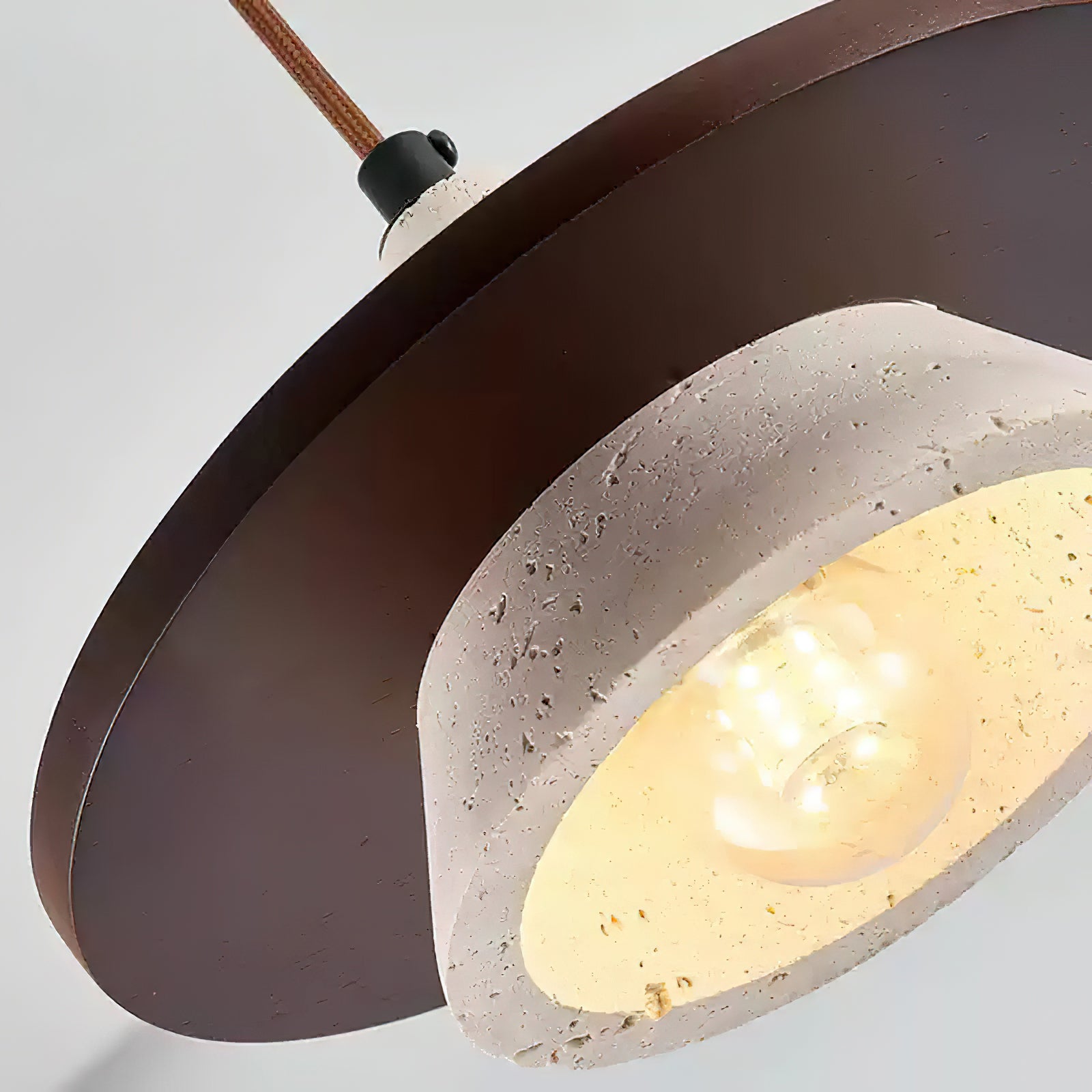 Ritta Pendant Light Wooen Disc Travertine