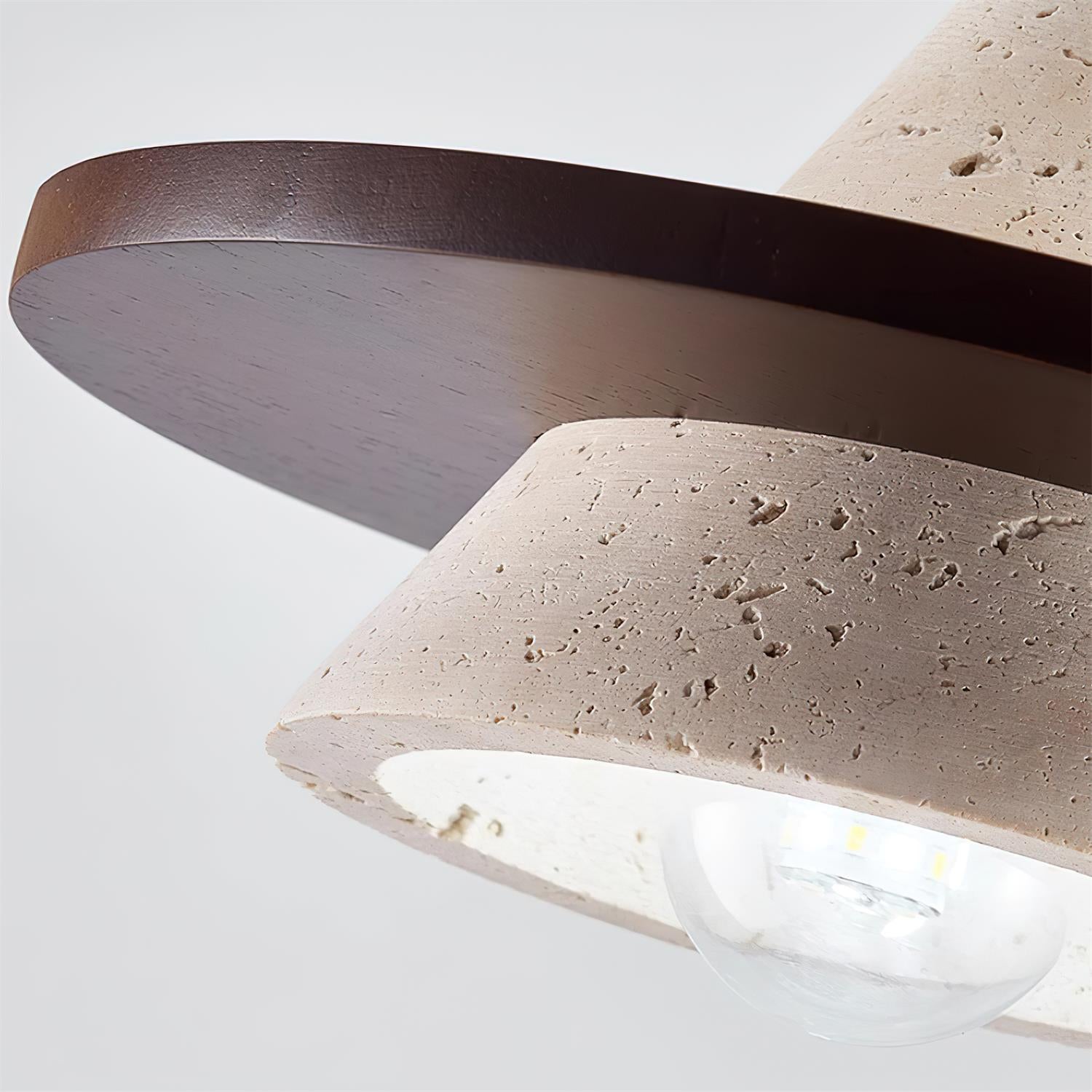 Ritta Pendant Light Wooen Disc Travertine